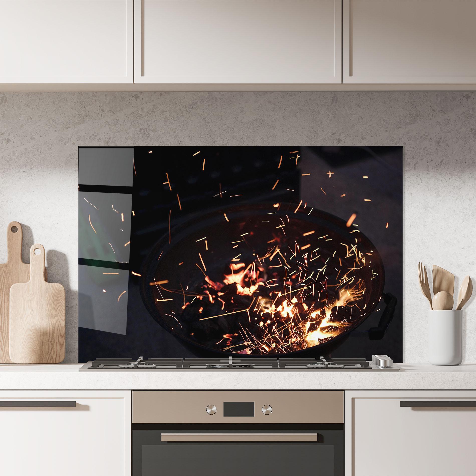 Konyhai üveg hátfal Fire Little Lights mockup 7