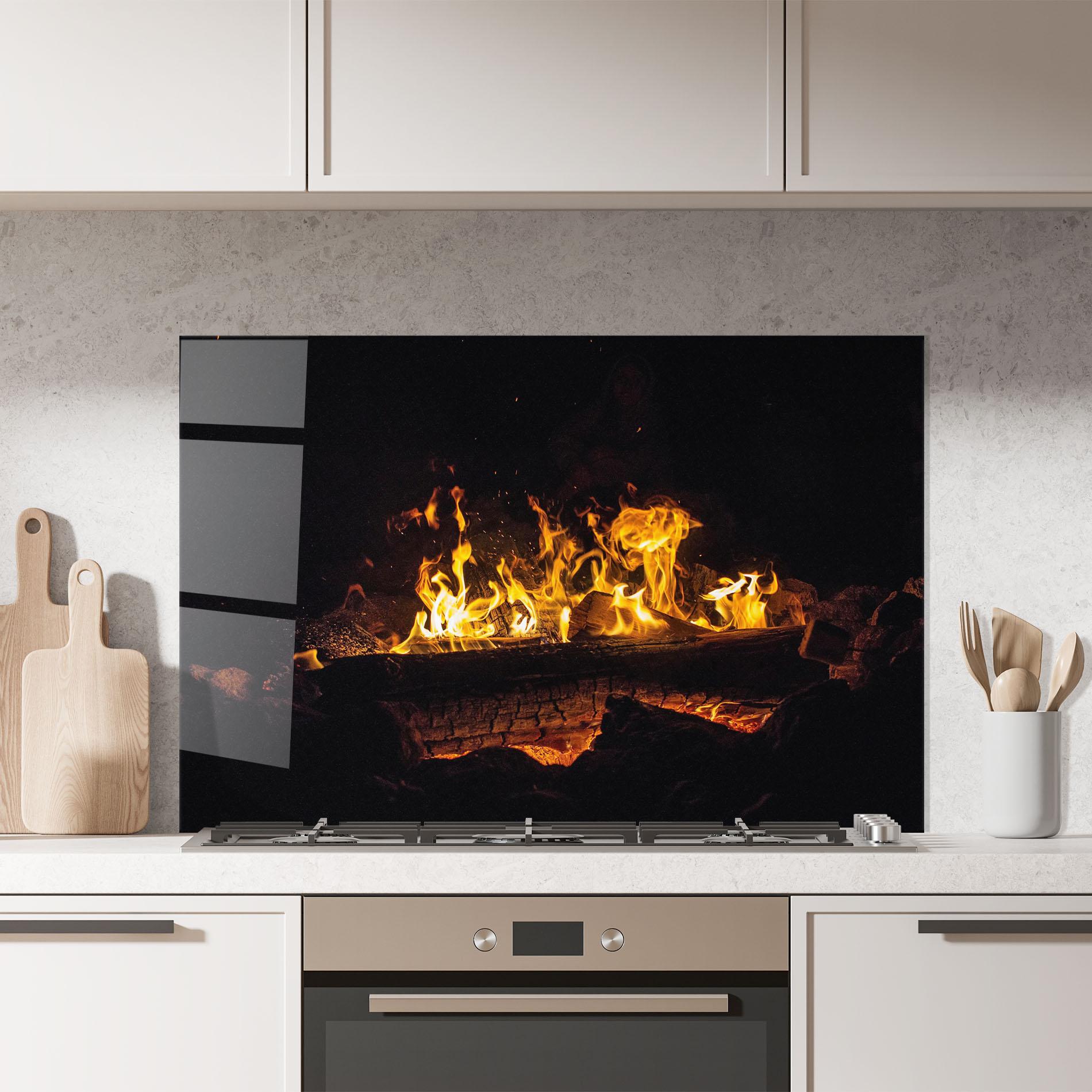 Konyhai üveg hátfal Fire Wood mockup 7
