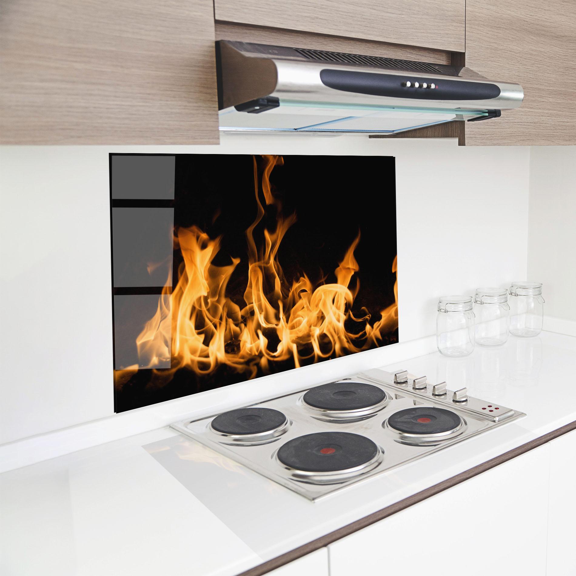 Konyhai üveg hátfal Bright Flame mockup 8