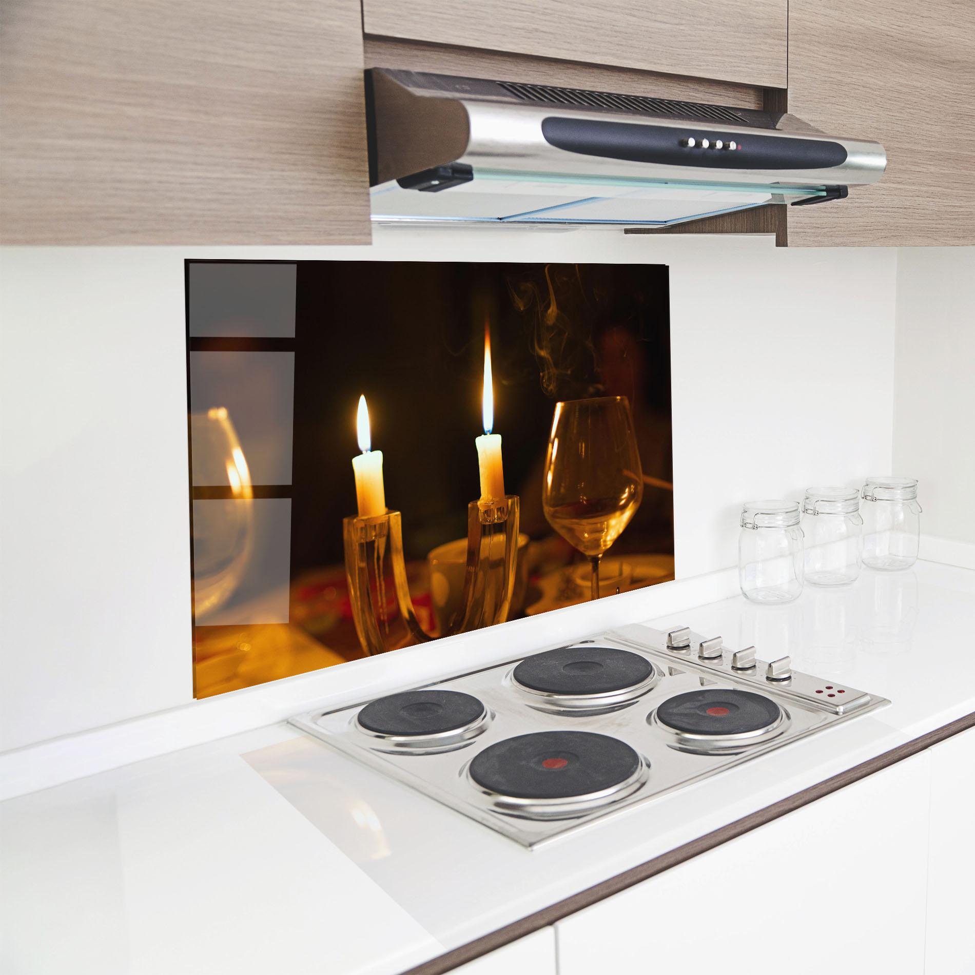 Konyhai üveg hátfal Candle Light mockup 8