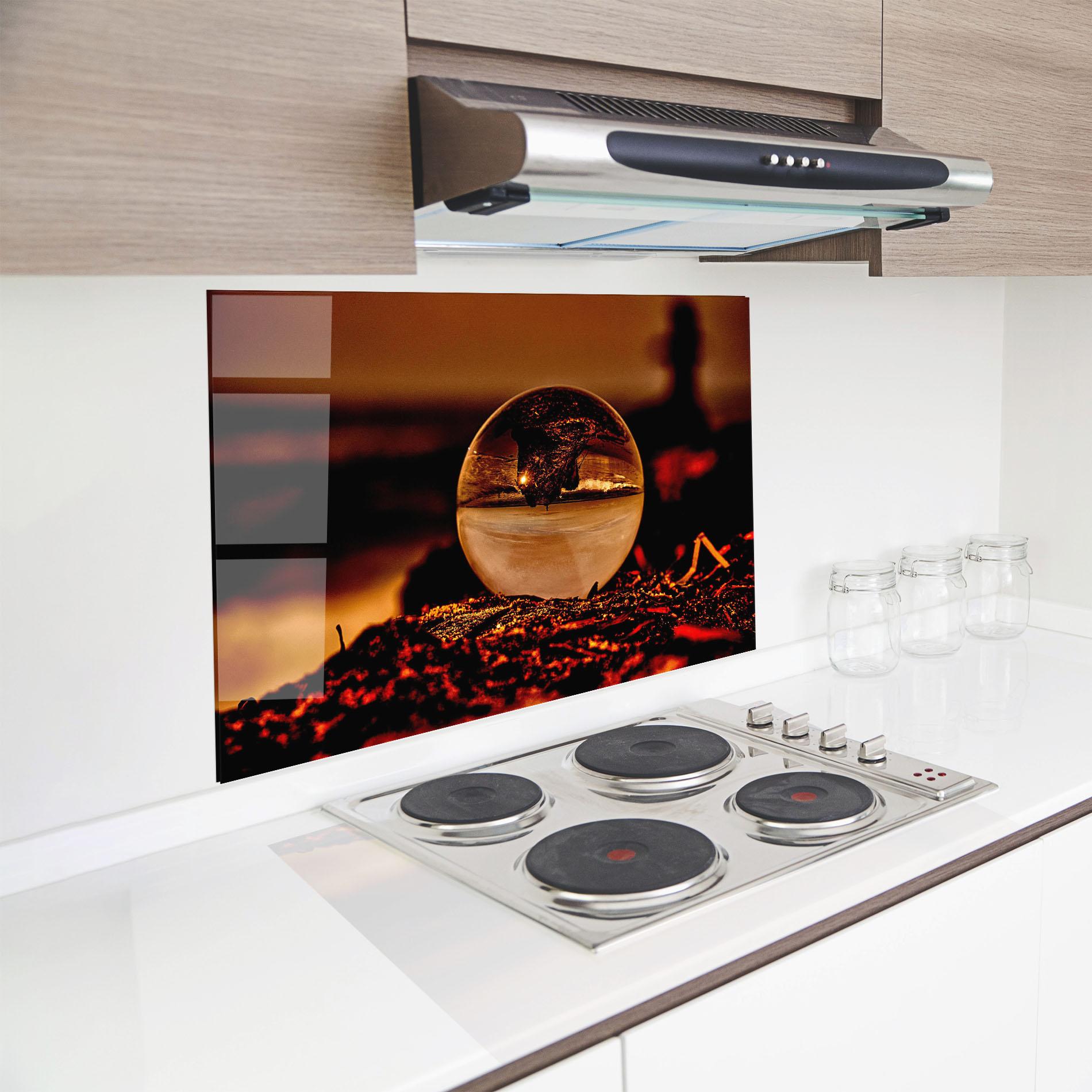 Konyhai üveg hátfal Fire Glass Ball mockup 8