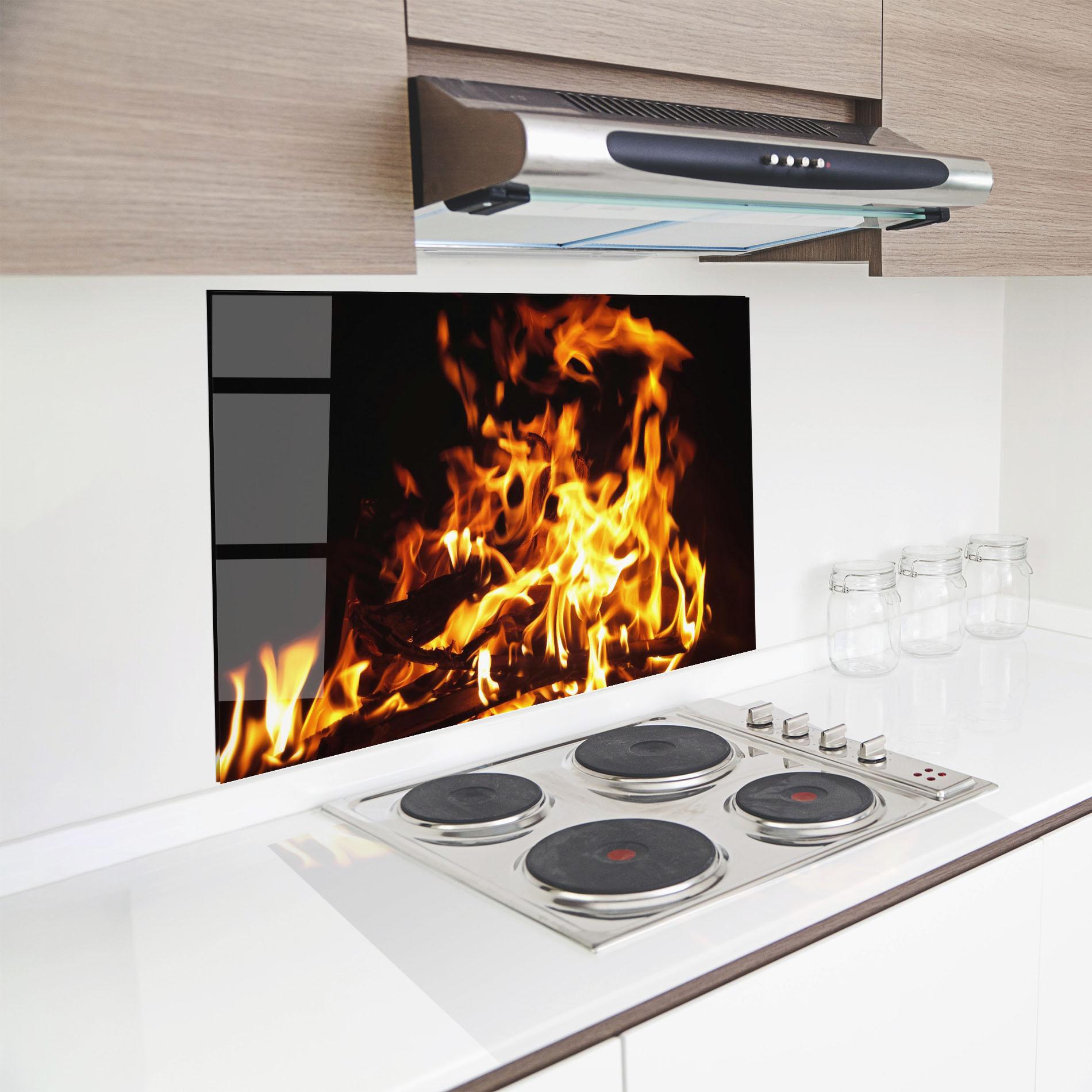 Konyhai üveg hátfal Wild Fire Close Up mockup 8