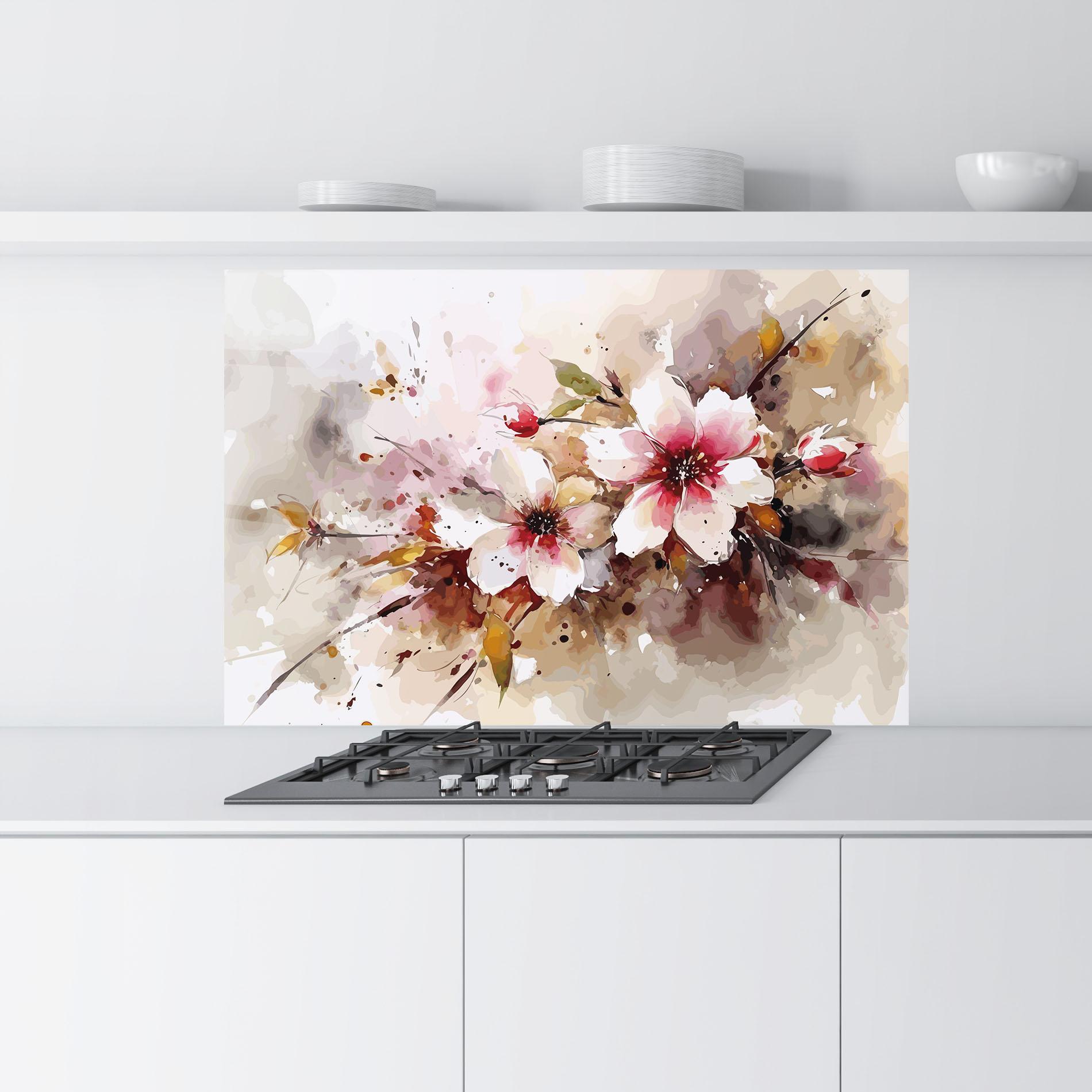 Konyhai üveg hátfal Beautiful Cherry Flower mockup 9