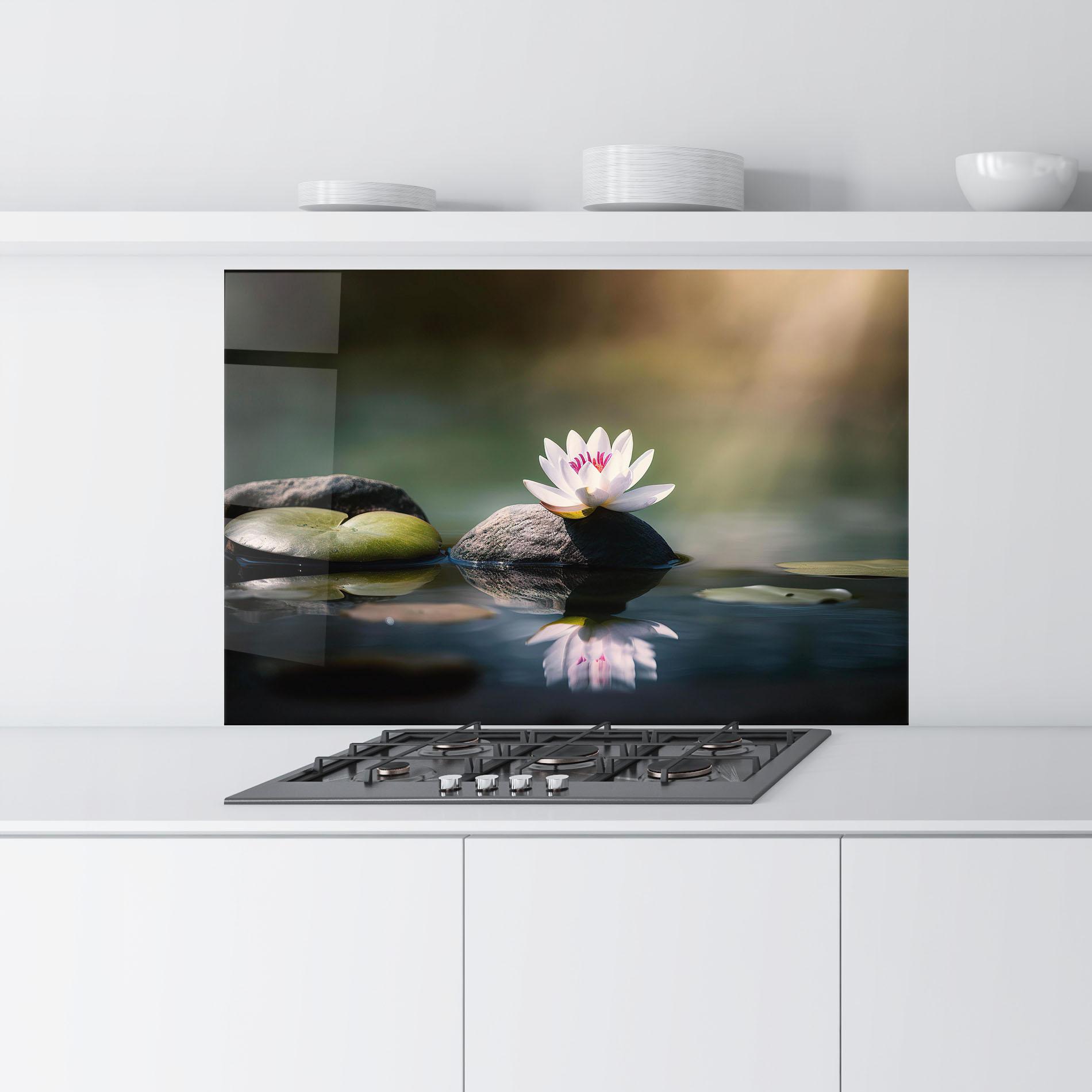 Konyhai üveg hátfal Grey Rock Lotus mockup 9