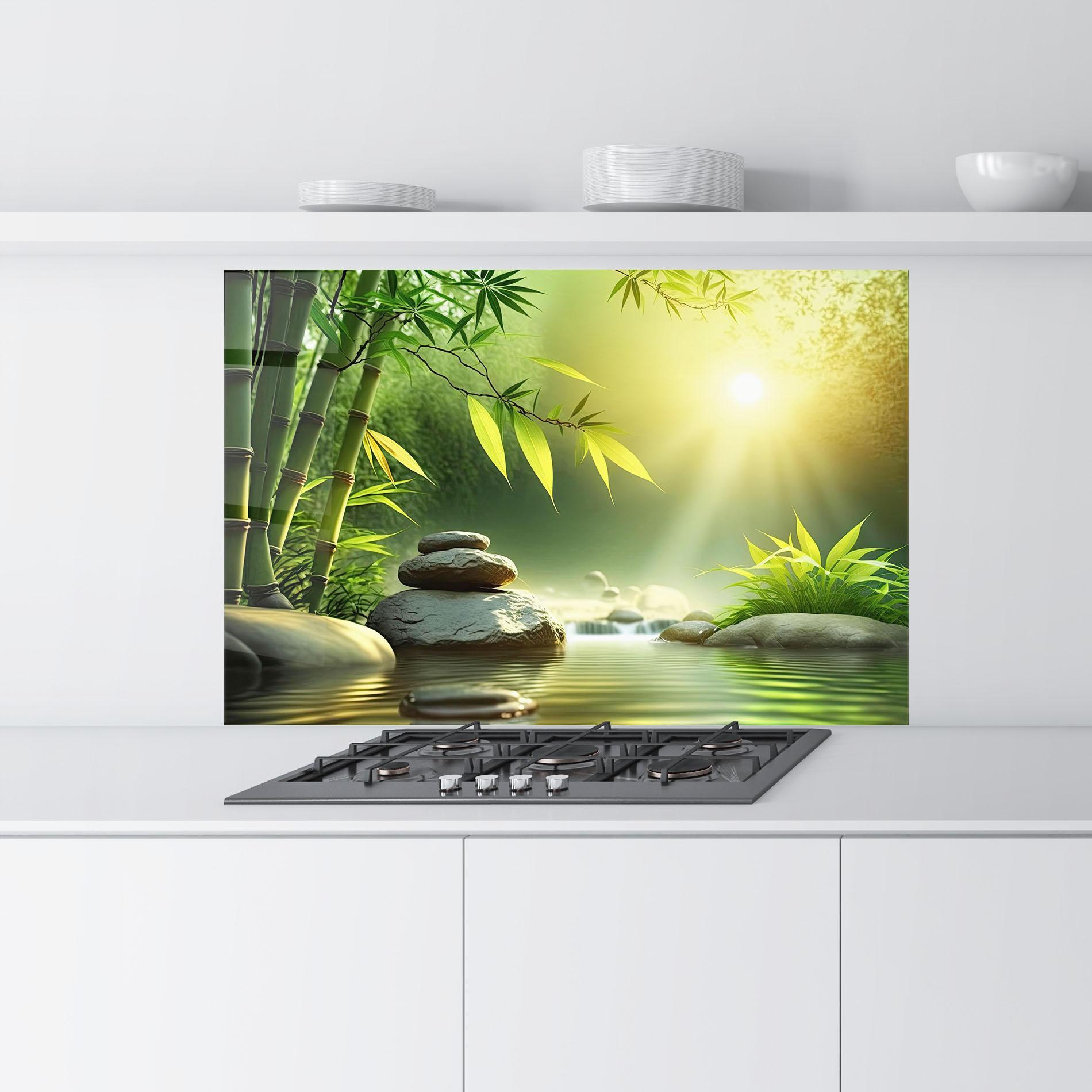 Konyhai üveg hátfal Relaxing Spa Nature mockup 9