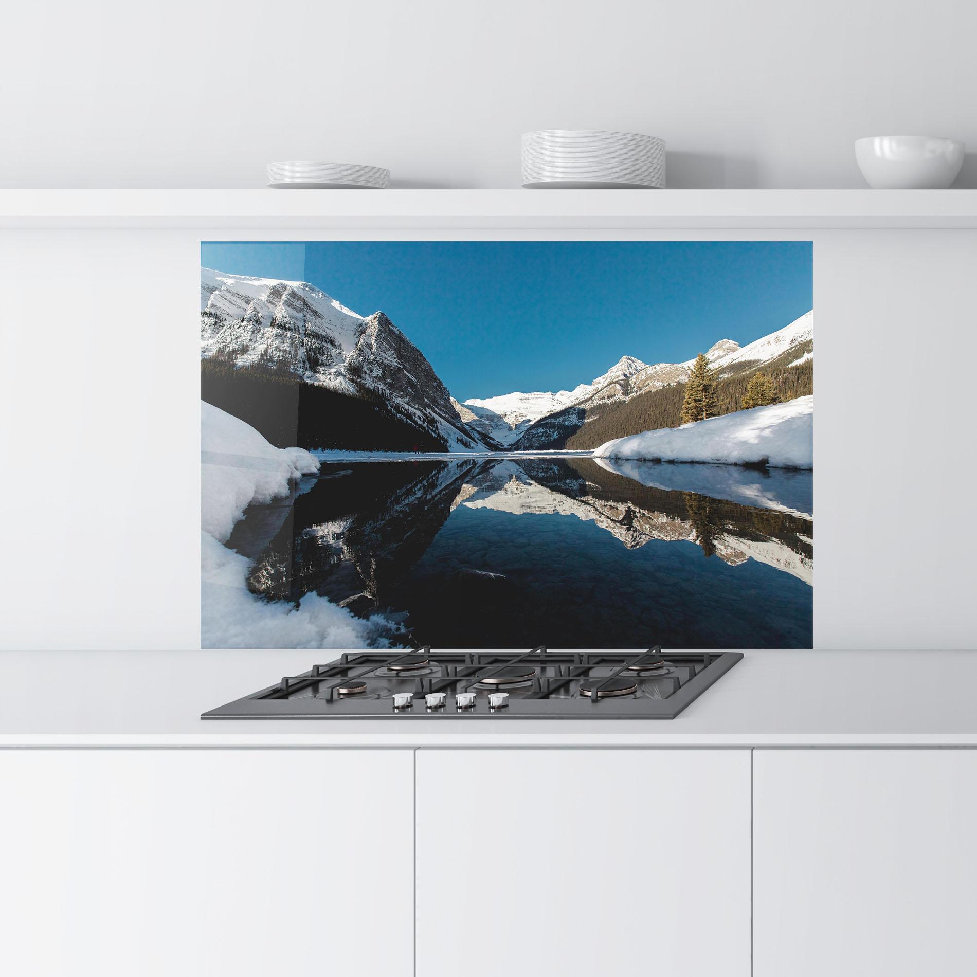 Konyhai üveg hátfal Snow Pretty View mockup 9