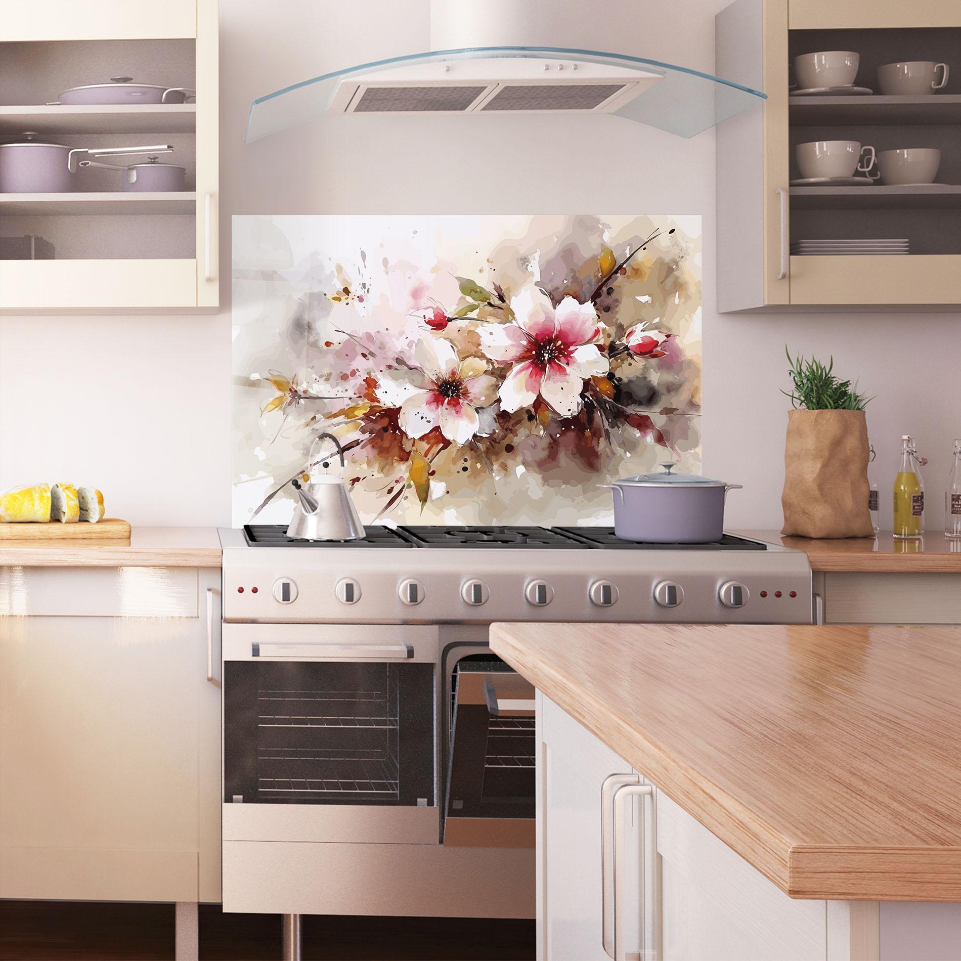Konyhai üveg hátfal Beautiful Cherry Flower mockup 1
