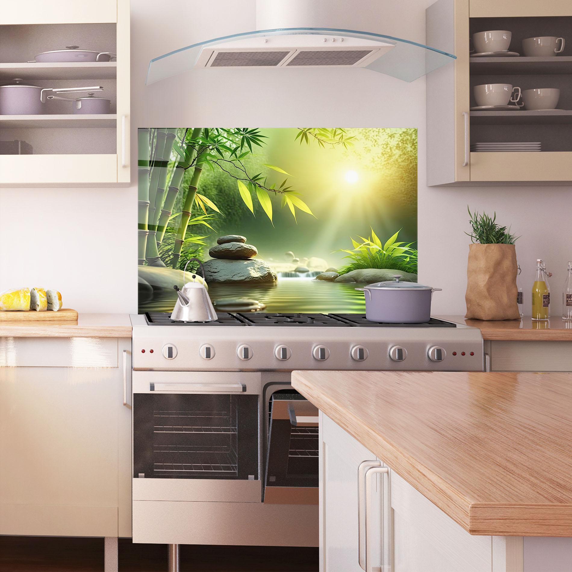 Konyhai üveg hátfal Relaxing Spa Nature mockup 1