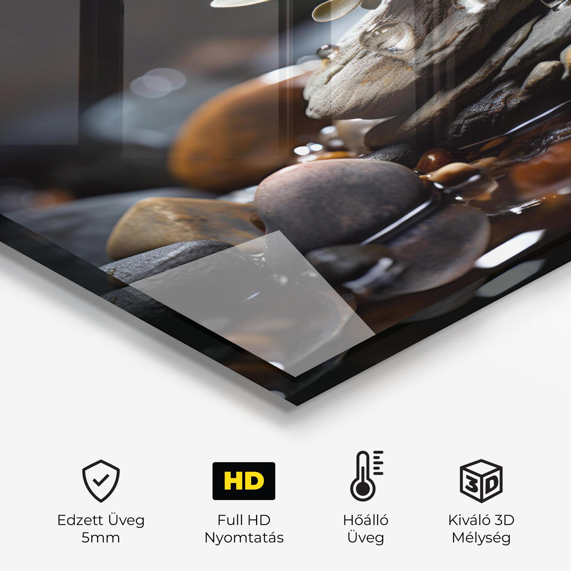 Konyhai üveg hátfal Orange Flower Stone mockup 2