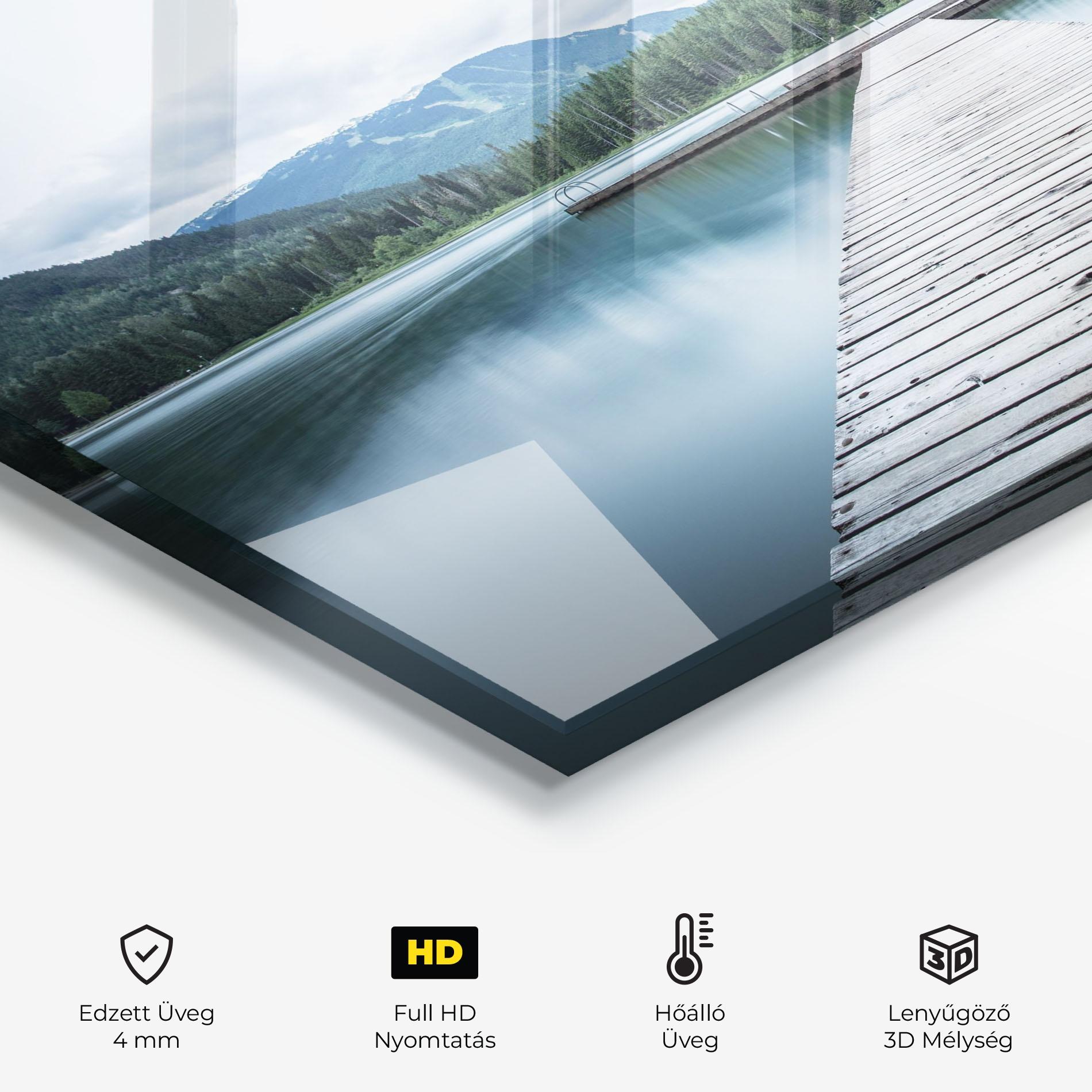 Konyhai üveg hátfal Lake Bridge View mockup 2