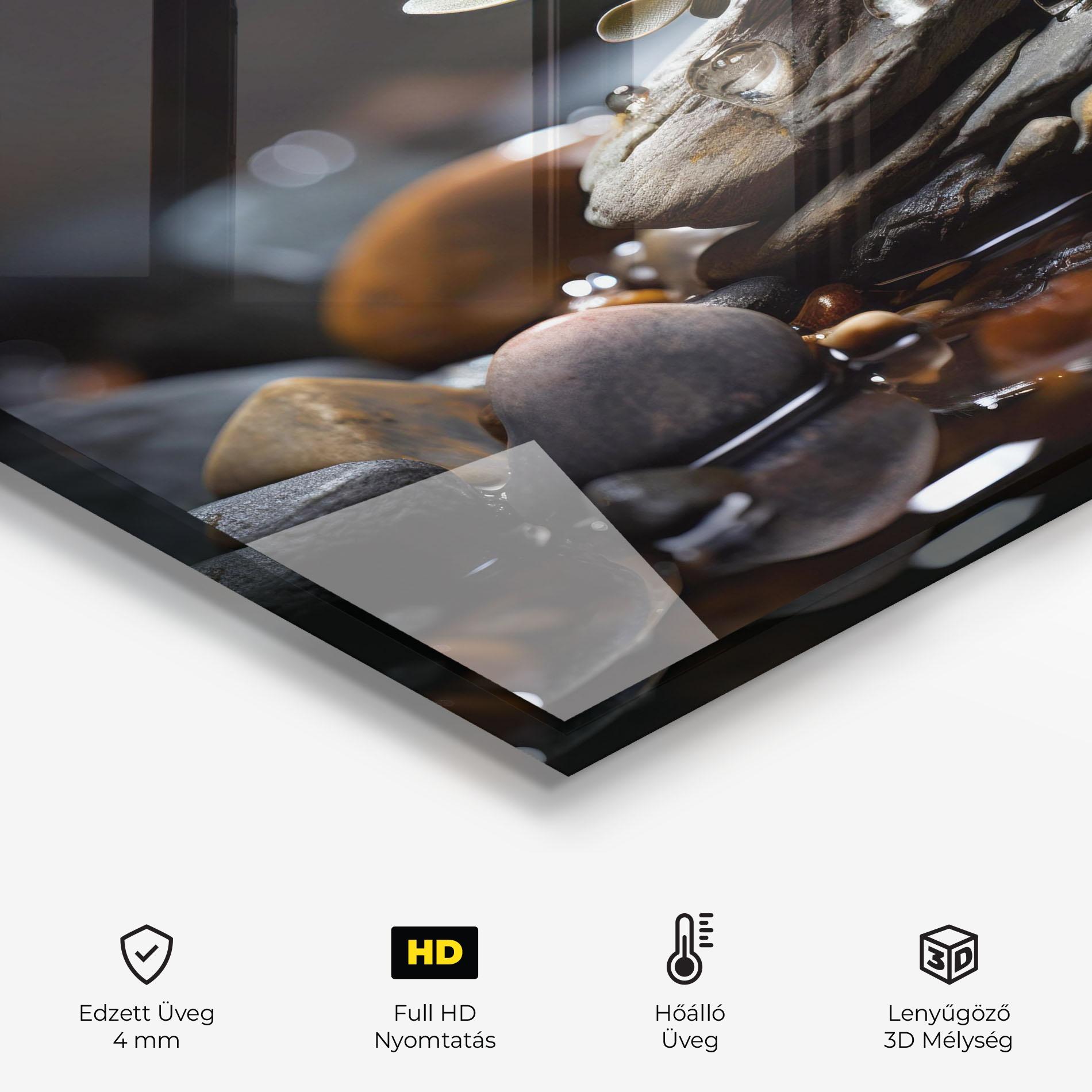 Konyhai üveg hátfal Orange Flower Stone mockup 2