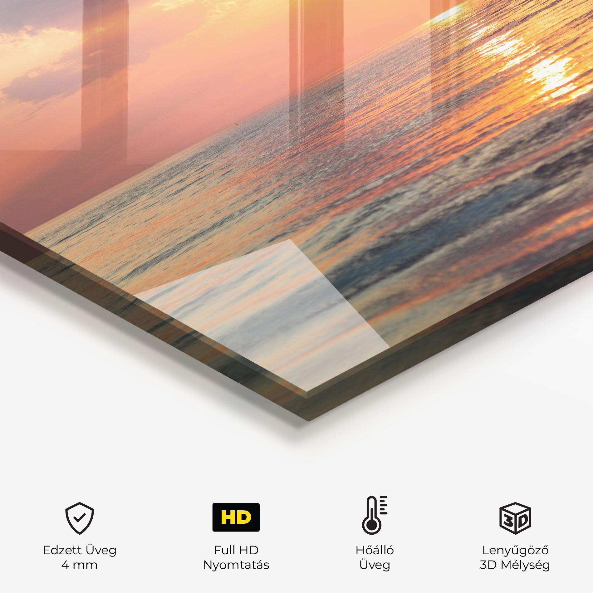 Konyhai üveg hátfal Orange Sunrise Cloud mockup 2