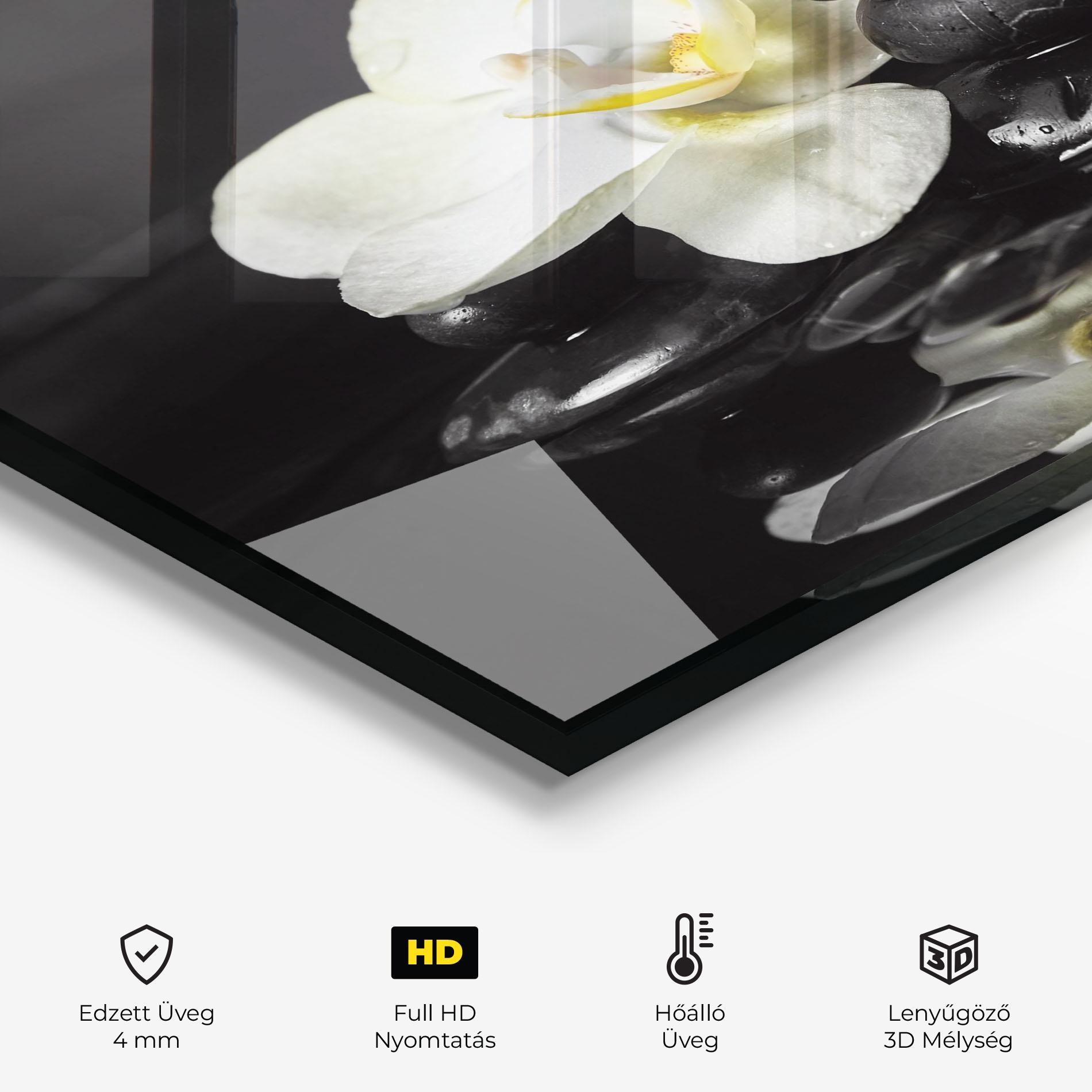 Konyhai üveg hátfal White Spa Flower mockup 2