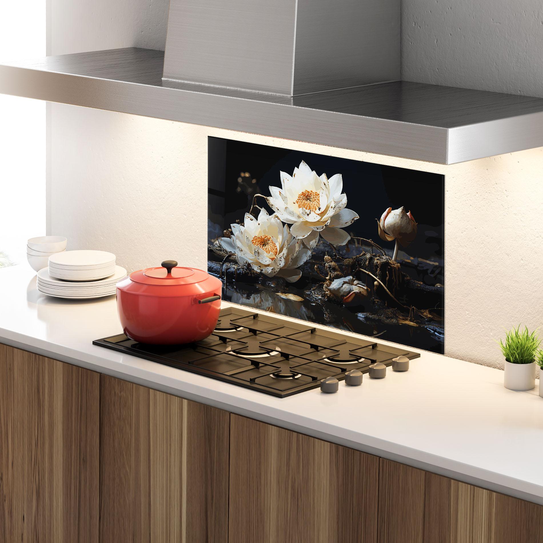 Konyhai üveg hátfal Beautiful White Nature mockup 4