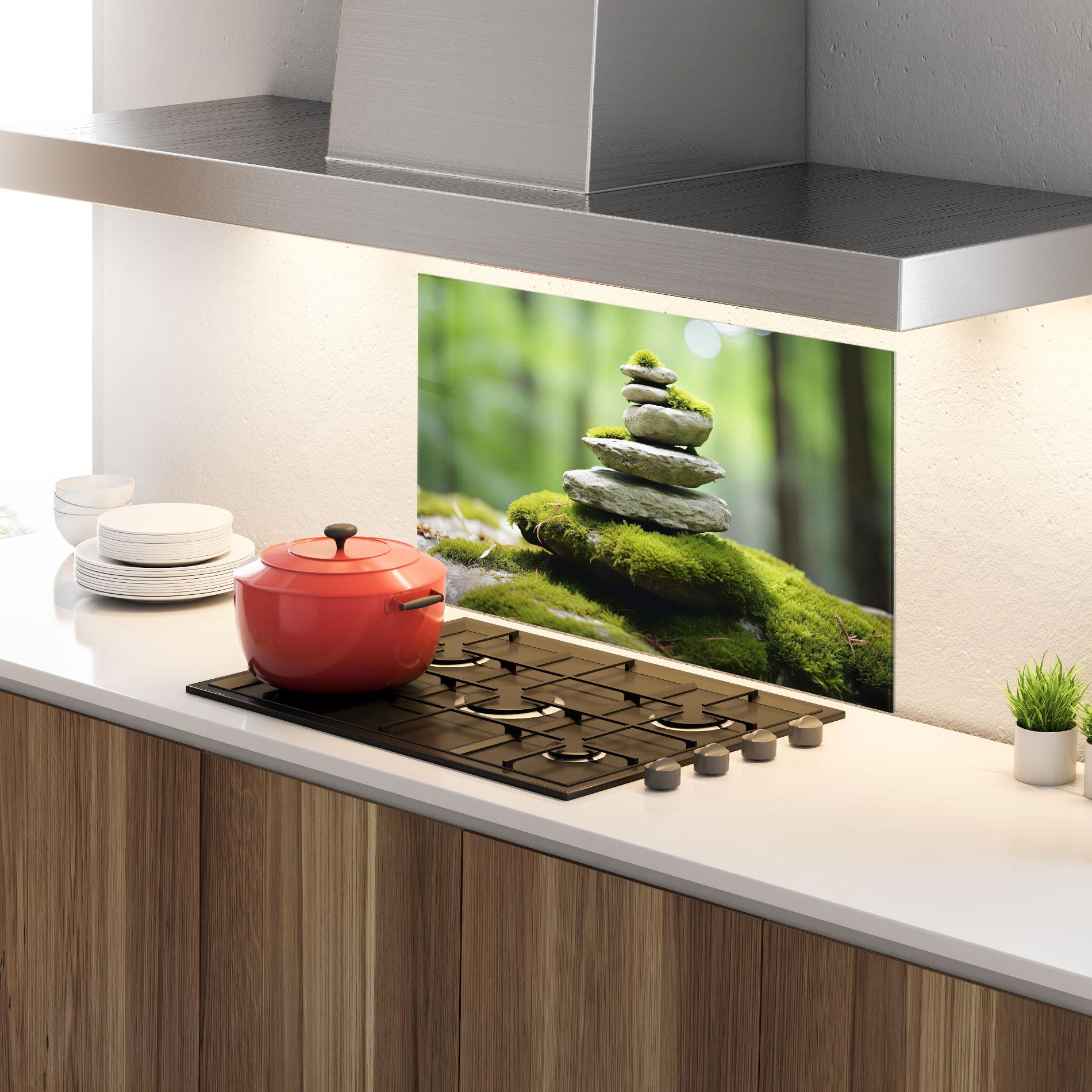 Konyhai üveg hátfal Pile Gray Rock mockup 4