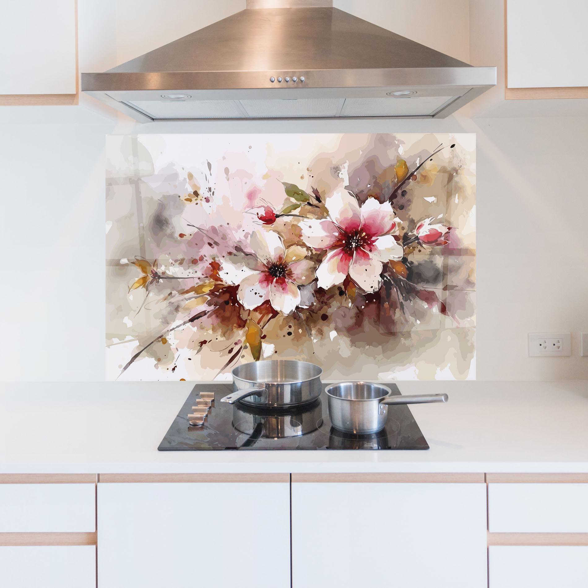 Konyhai üveg hátfal Beautiful Cherry Flower mockup 5