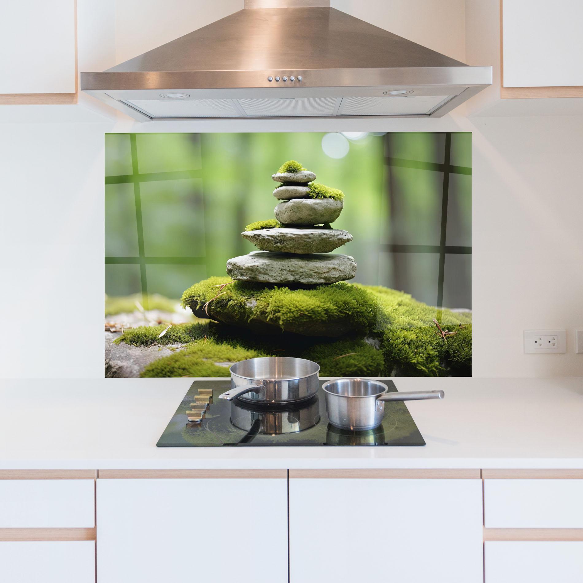 Konyhai üveg hátfal Pile Gray Rock mockup 5