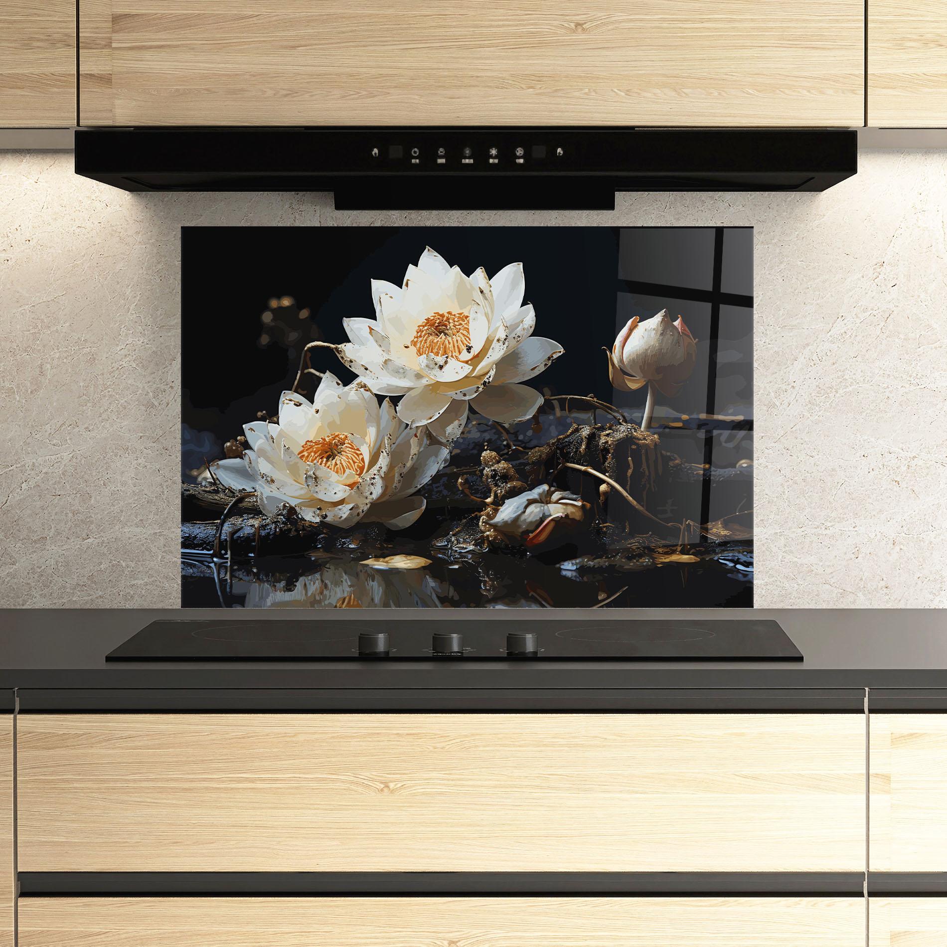 Konyhai üveg hátfal Beautiful White Nature mockup 3