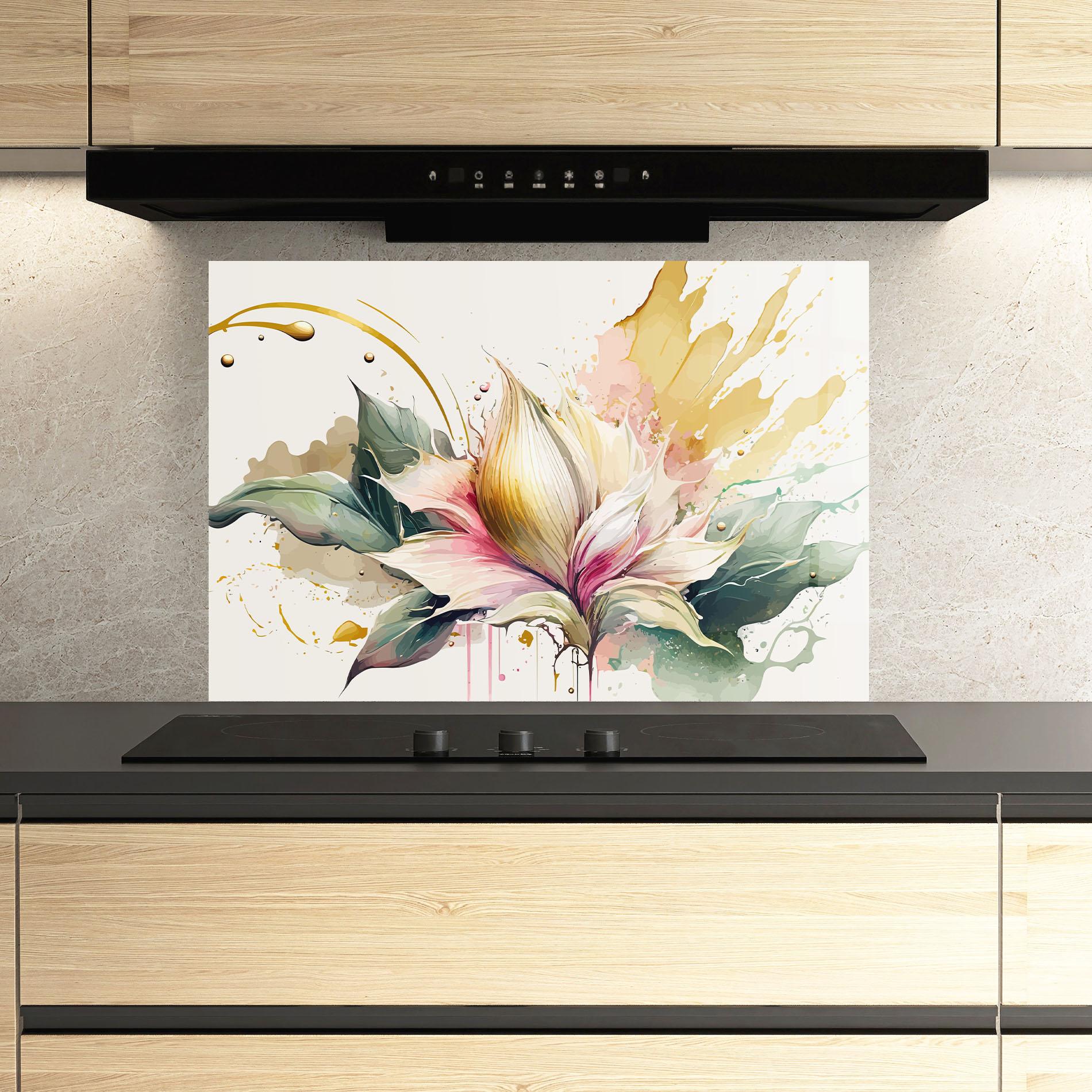 Konyhai üveg hátfal Cream Pink Nature mockup 3