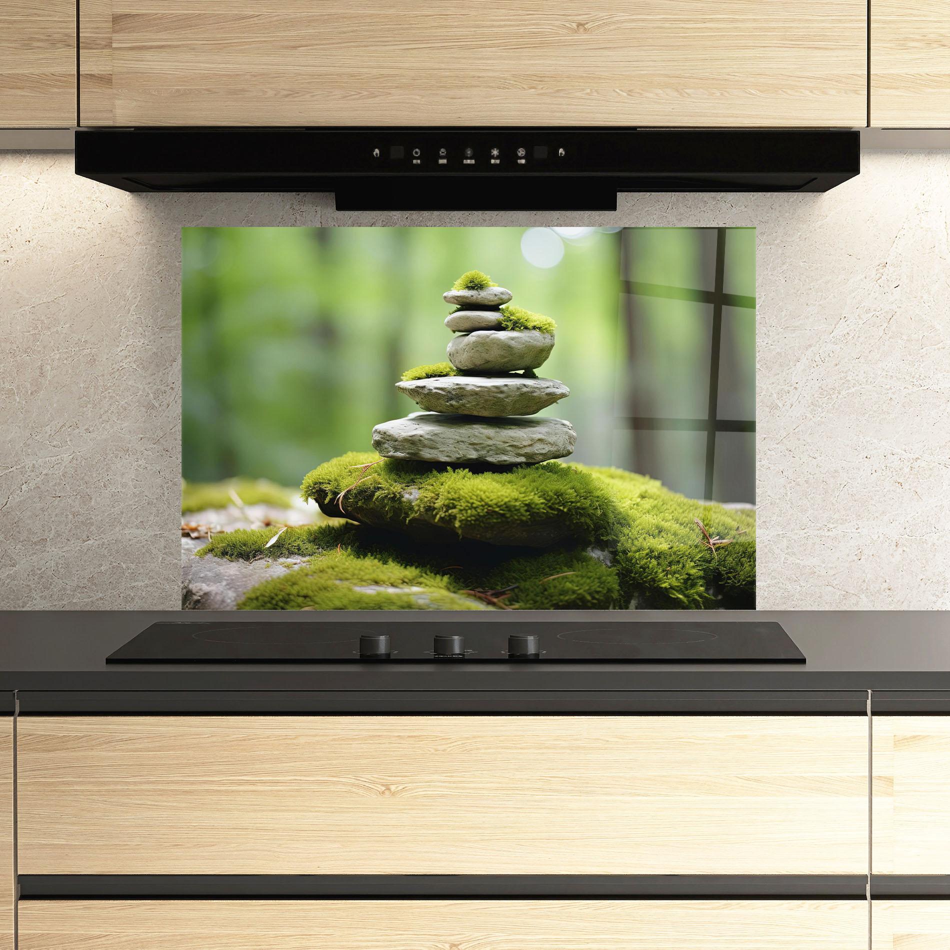 Konyhai üveg hátfal Pile Gray Rock mockup 3