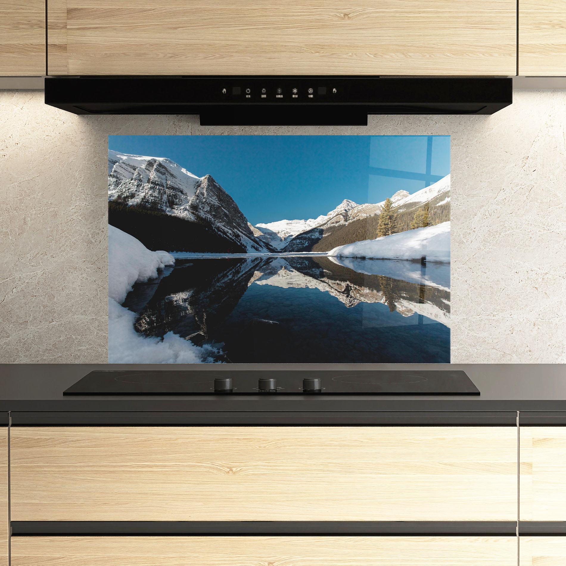 Konyhai üveg hátfal Snow Pretty View mockup 3