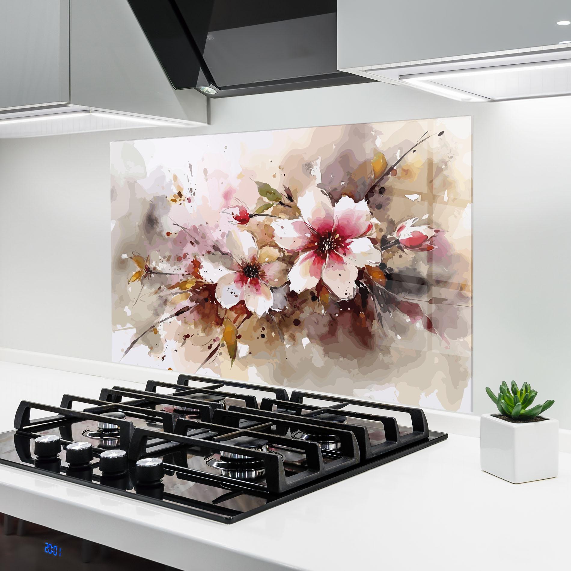 Konyhai üveg hátfal Beautiful Cherry Flower mockup 6