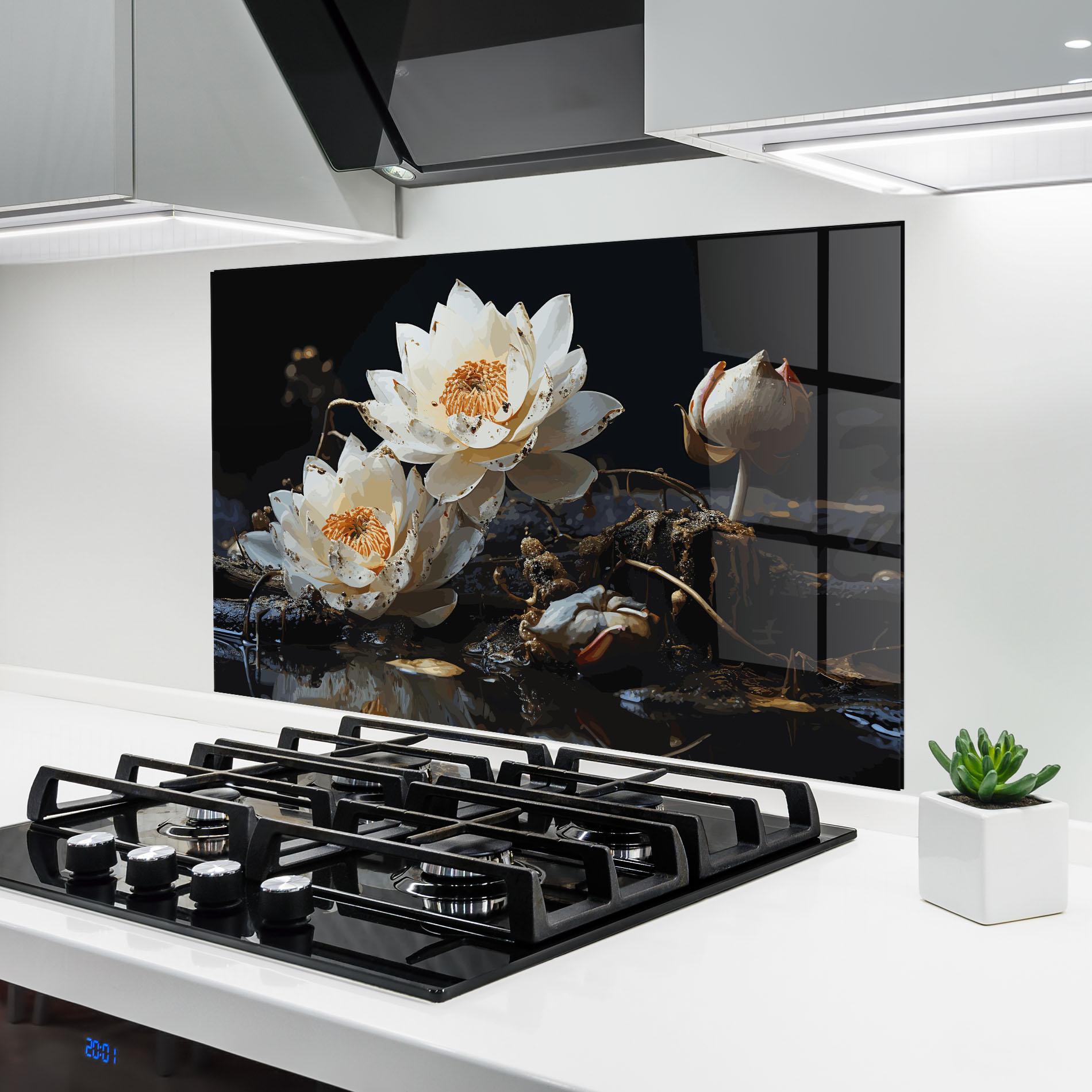 Konyhai üveg hátfal Beautiful White Nature mockup 6