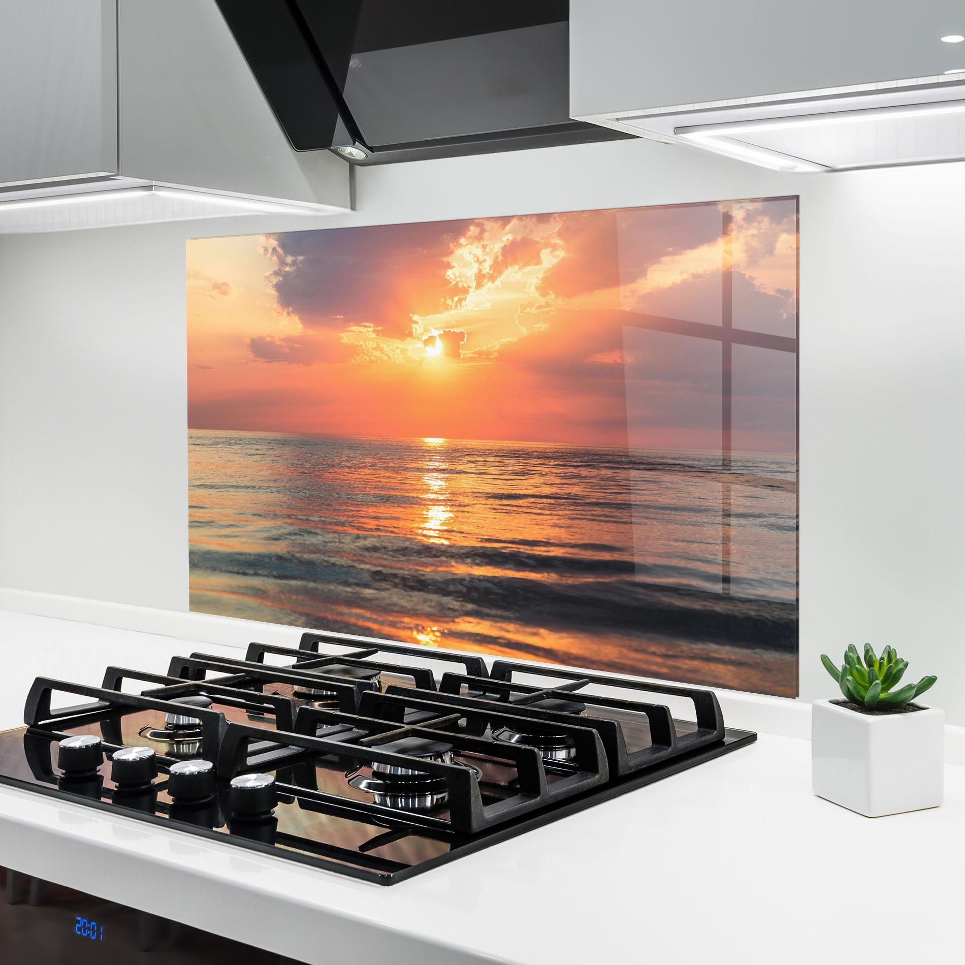 Konyhai üveg hátfal Orange Sunrise Cloud mockup 6