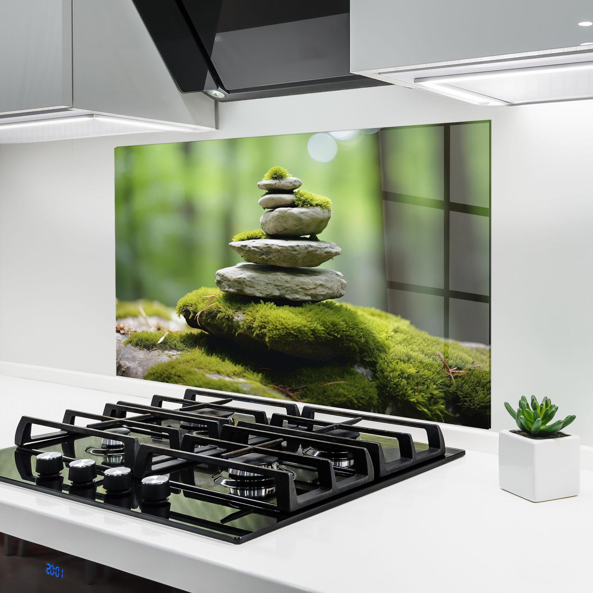 Konyhai üveg hátfal Pile Gray Rock mockup 6