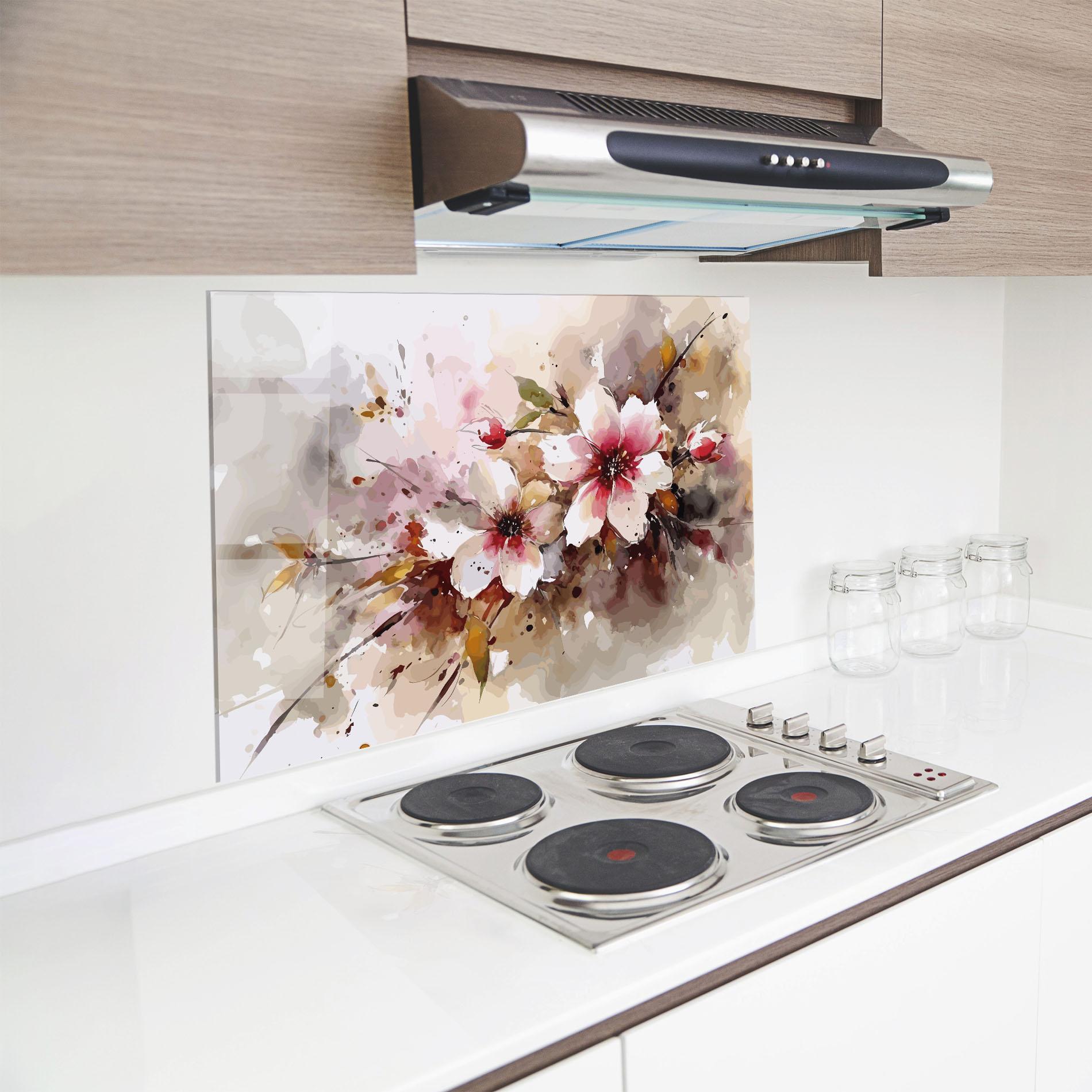Konyhai üveg hátfal Beautiful Cherry Flower mockup 8