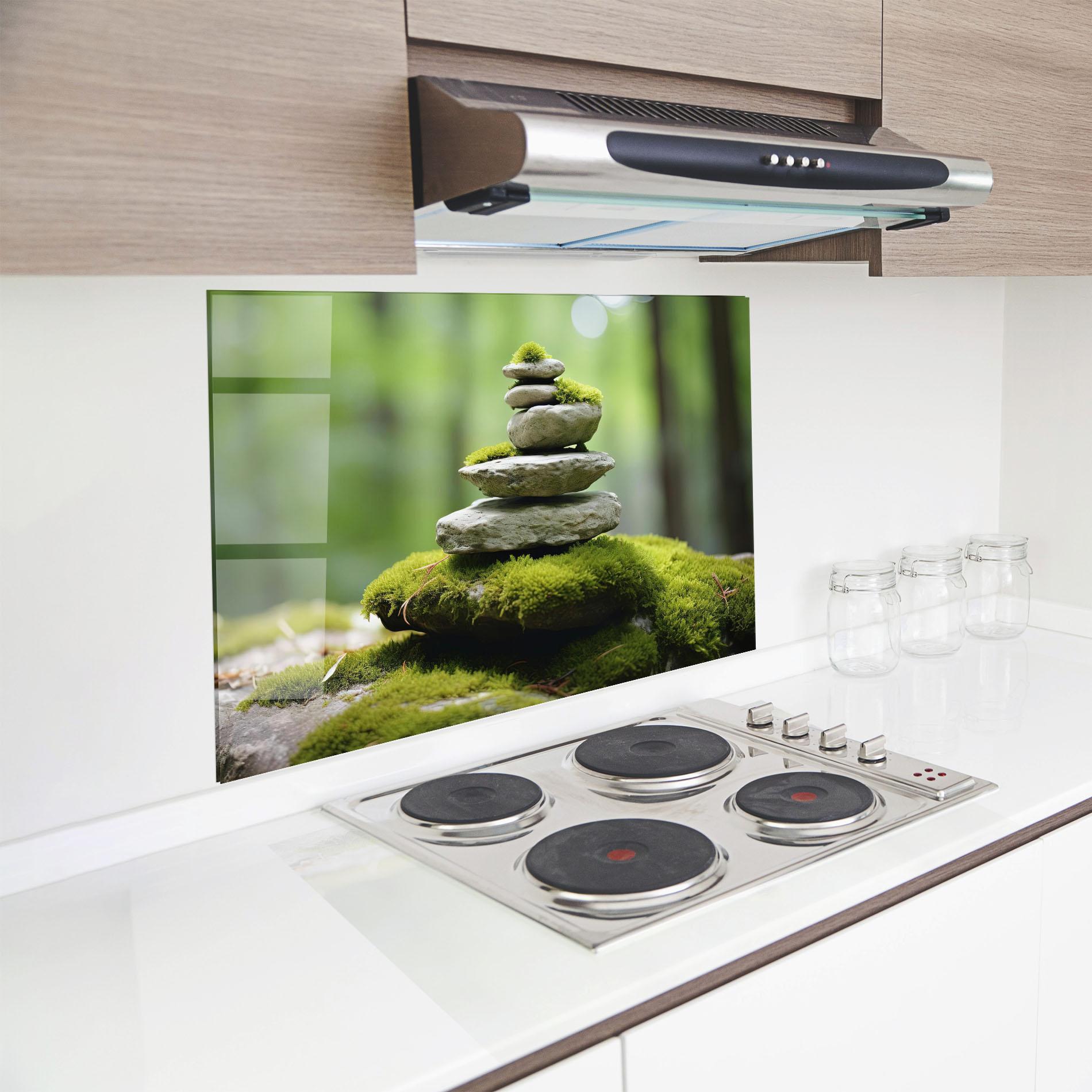 Konyhai üveg hátfal Pile Gray Rock mockup 8