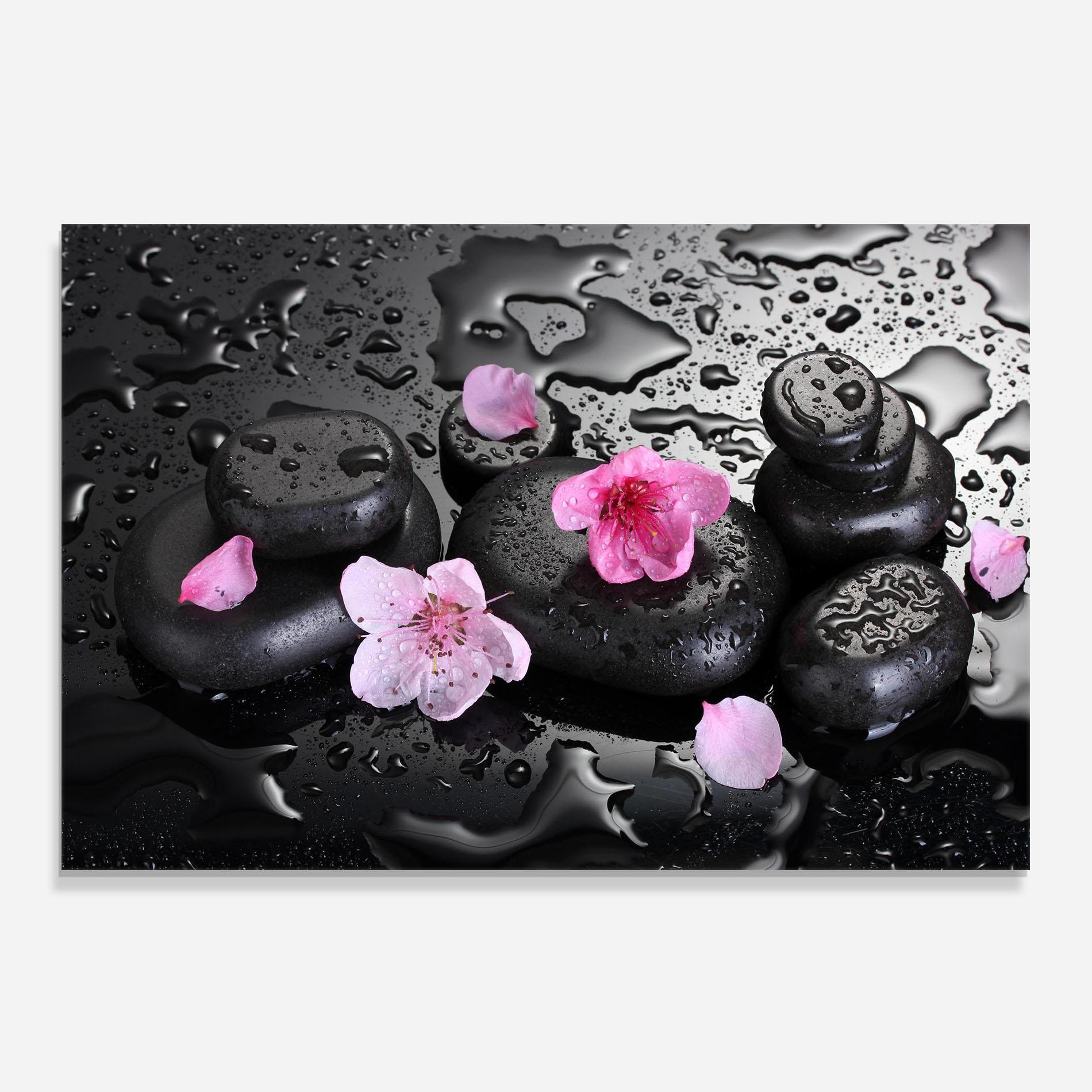 Konyhai üveg hátfal Pink Sakura Stones mockup 0