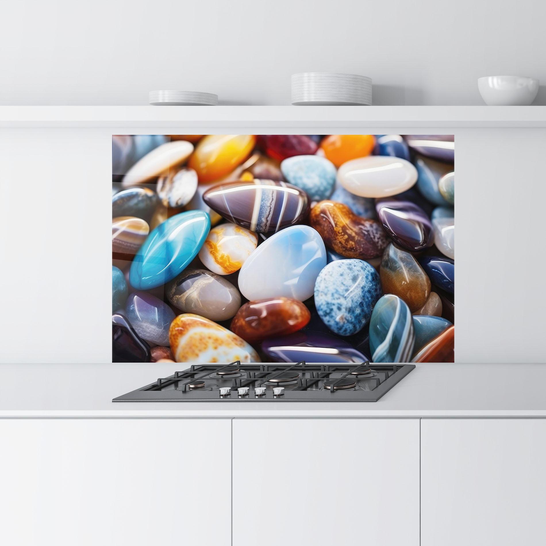 Konyhai üveg hátfal Beach Gemstones mockup 9