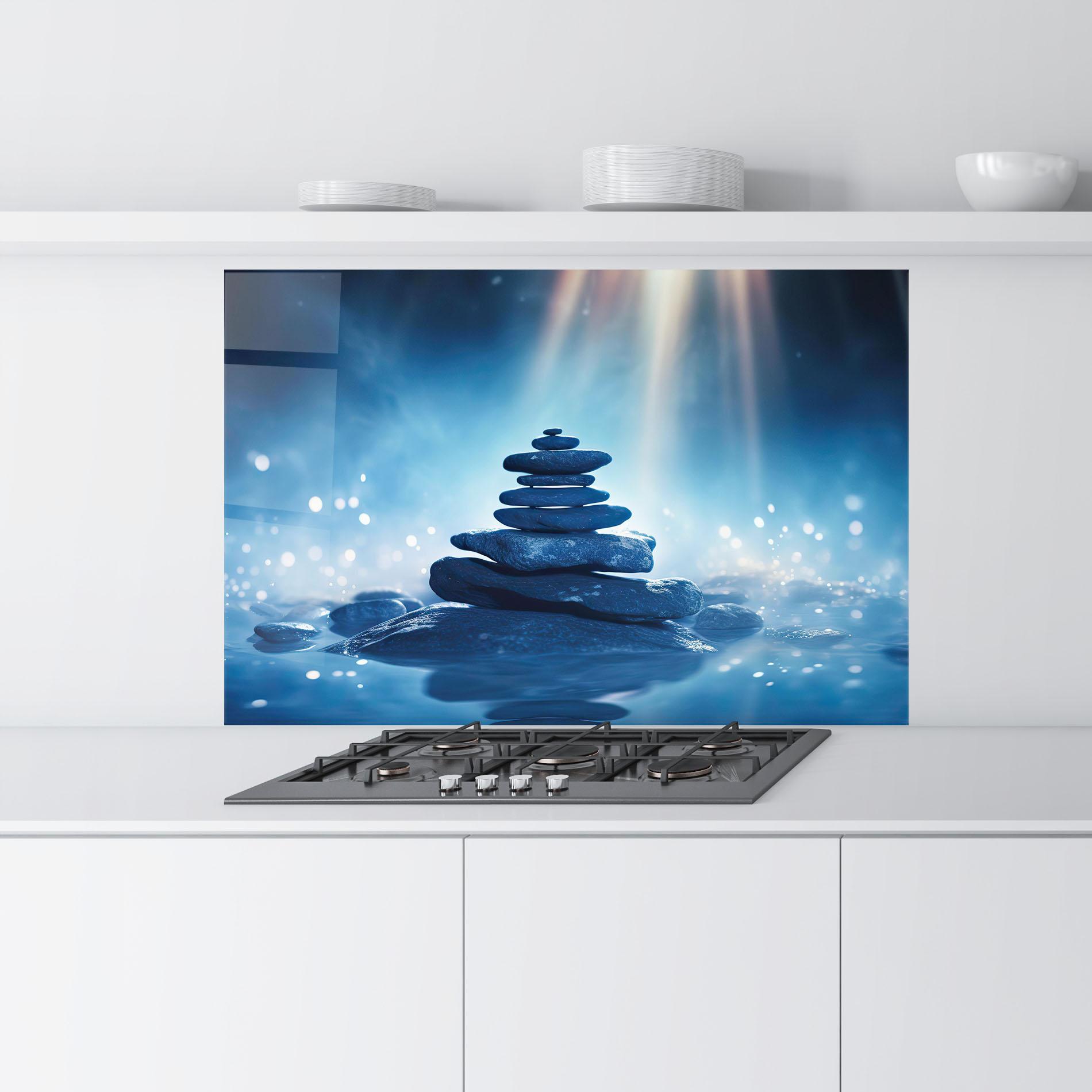 Konyhai üveg hátfal Blue Light Stone mockup 9