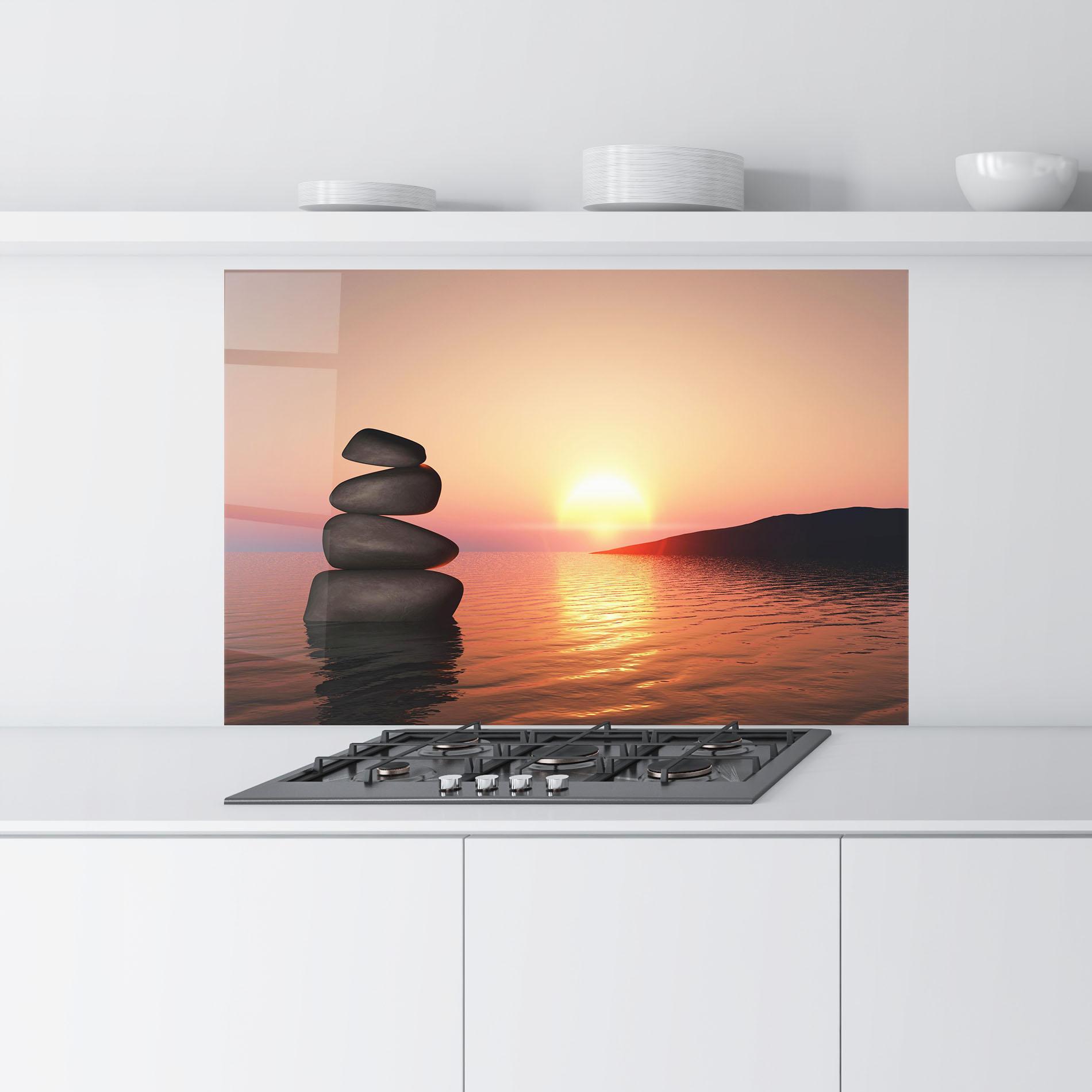 Konyhai üveg hátfal Peace And Sunset mockup 9