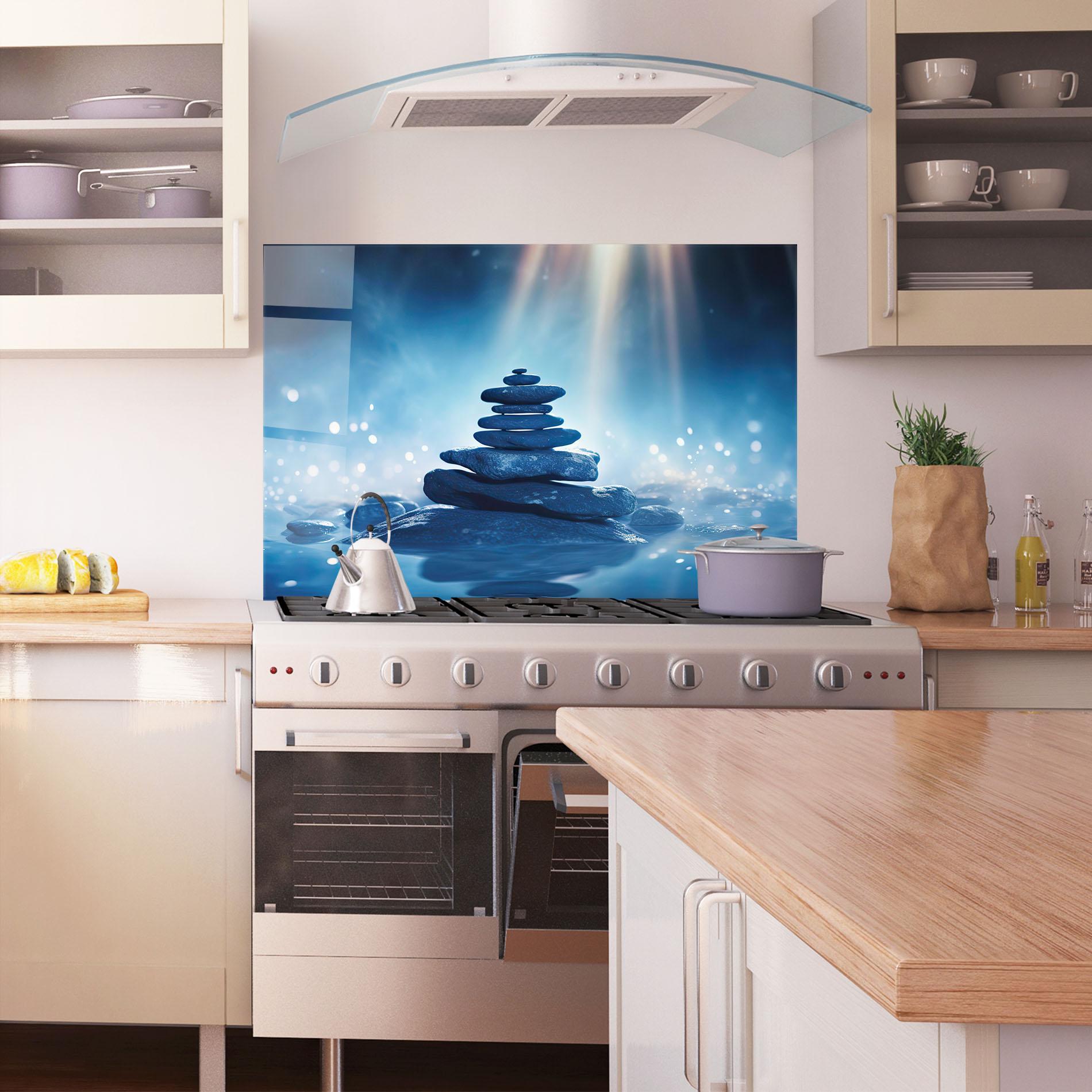 Konyhai üveg hátfal Blue Light Stone mockup 1