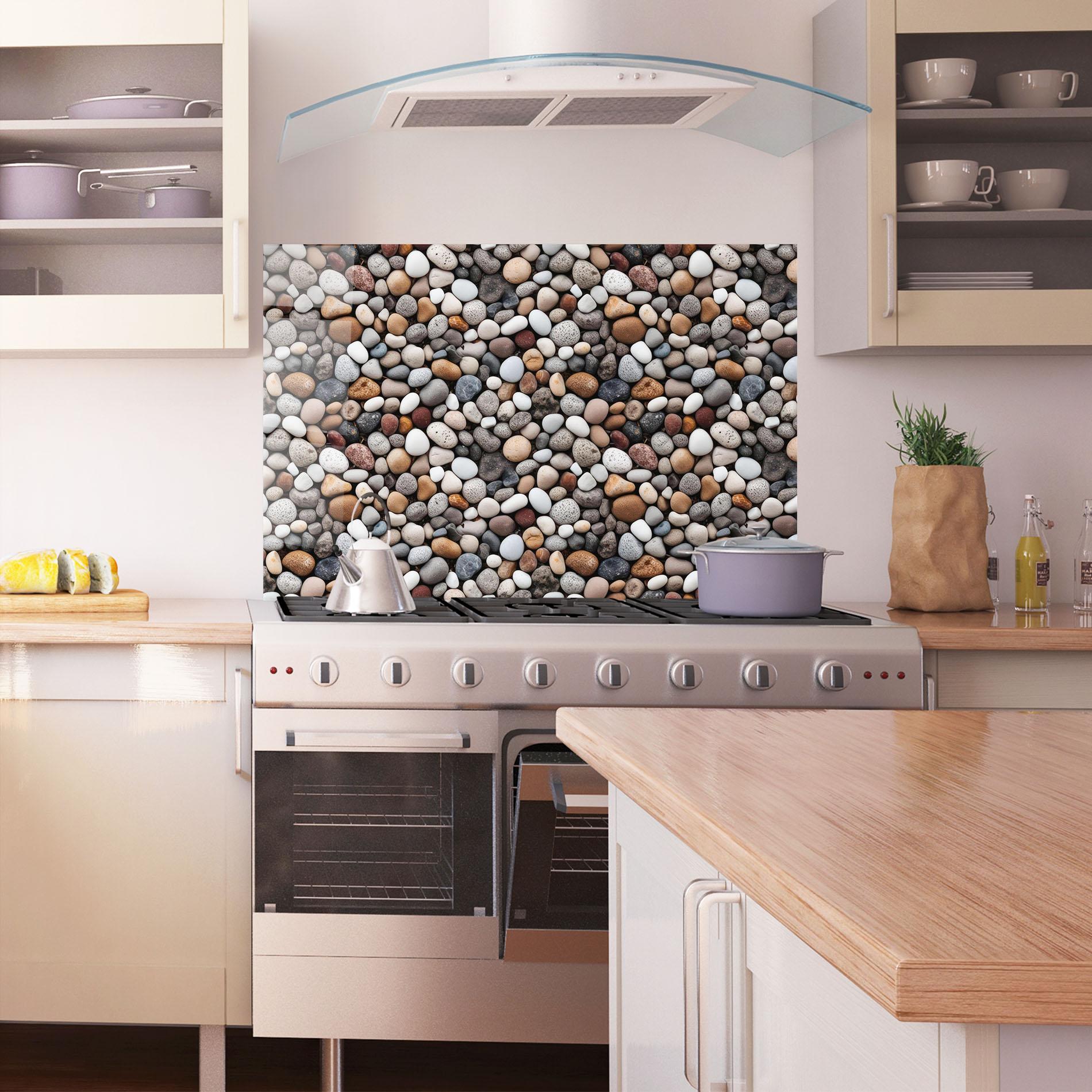 Konyhai üveg hátfal Cream White Rocks mockup 1