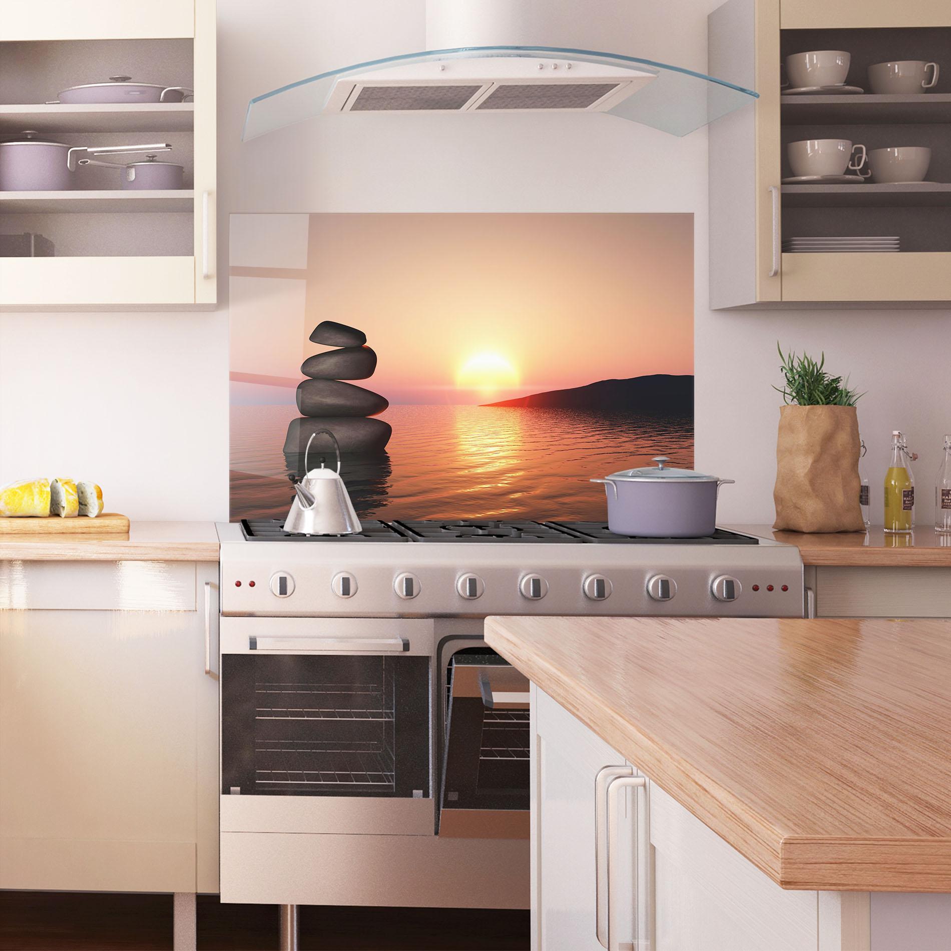 Konyhai üveg hátfal Peace And Sunset mockup 1