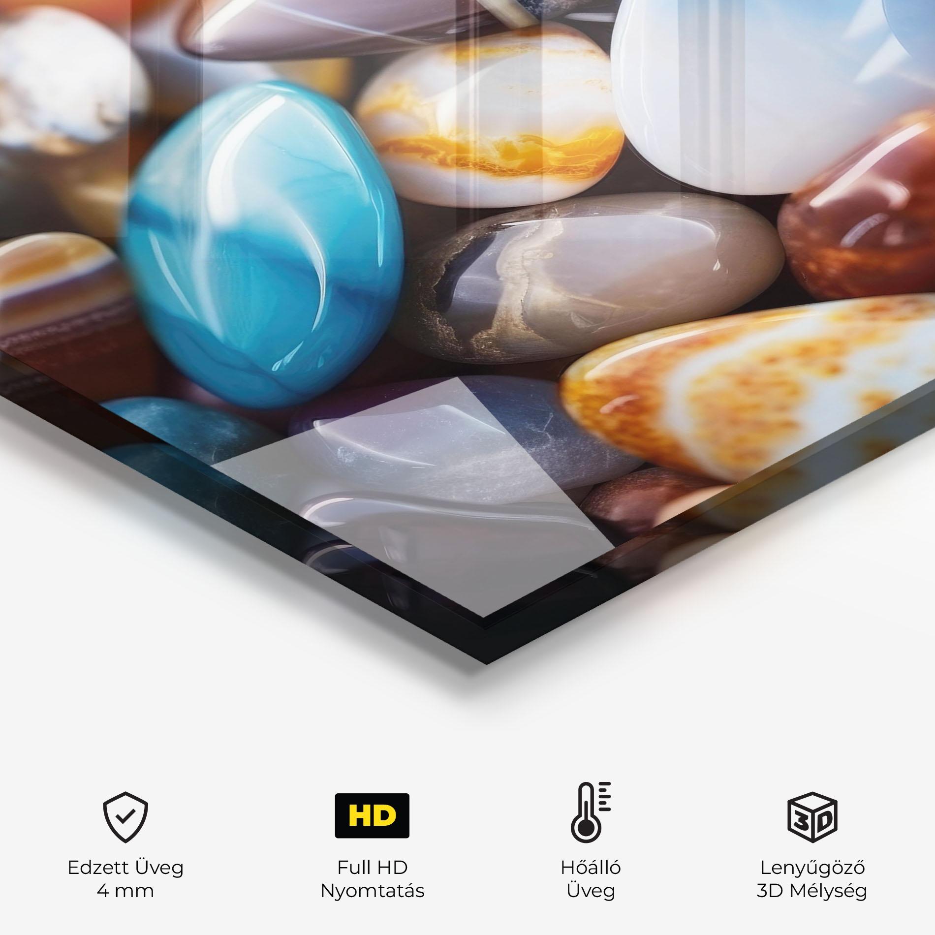 Konyhai üveg hátfal Beach Gemstones mockup 2