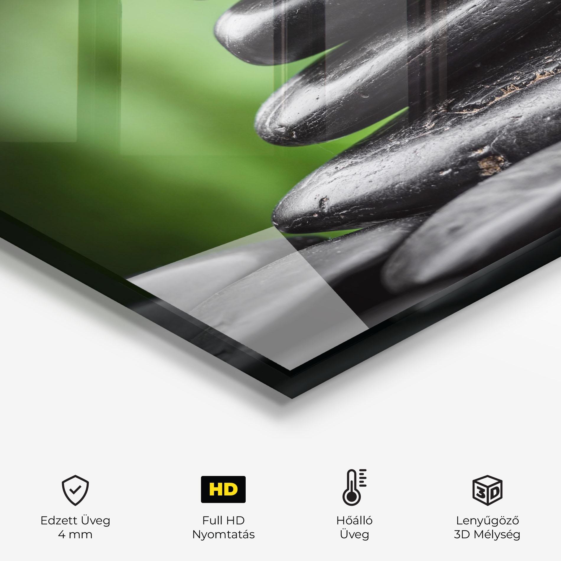 Konyhai üveg hátfal Black Stone Meditation mockup 2