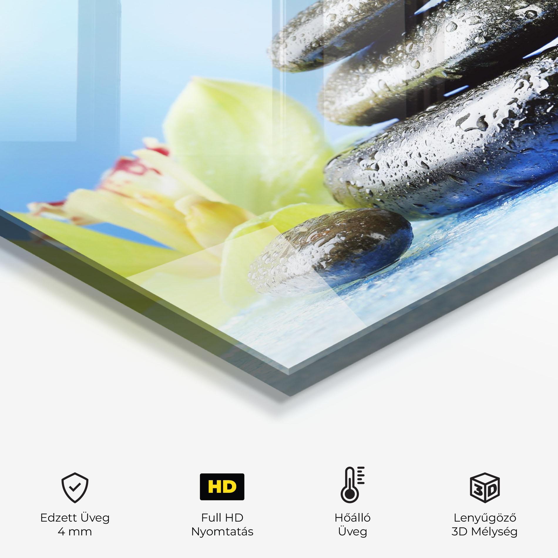 Konyhai üveg hátfal Blooming Orchid Stone mockup 2