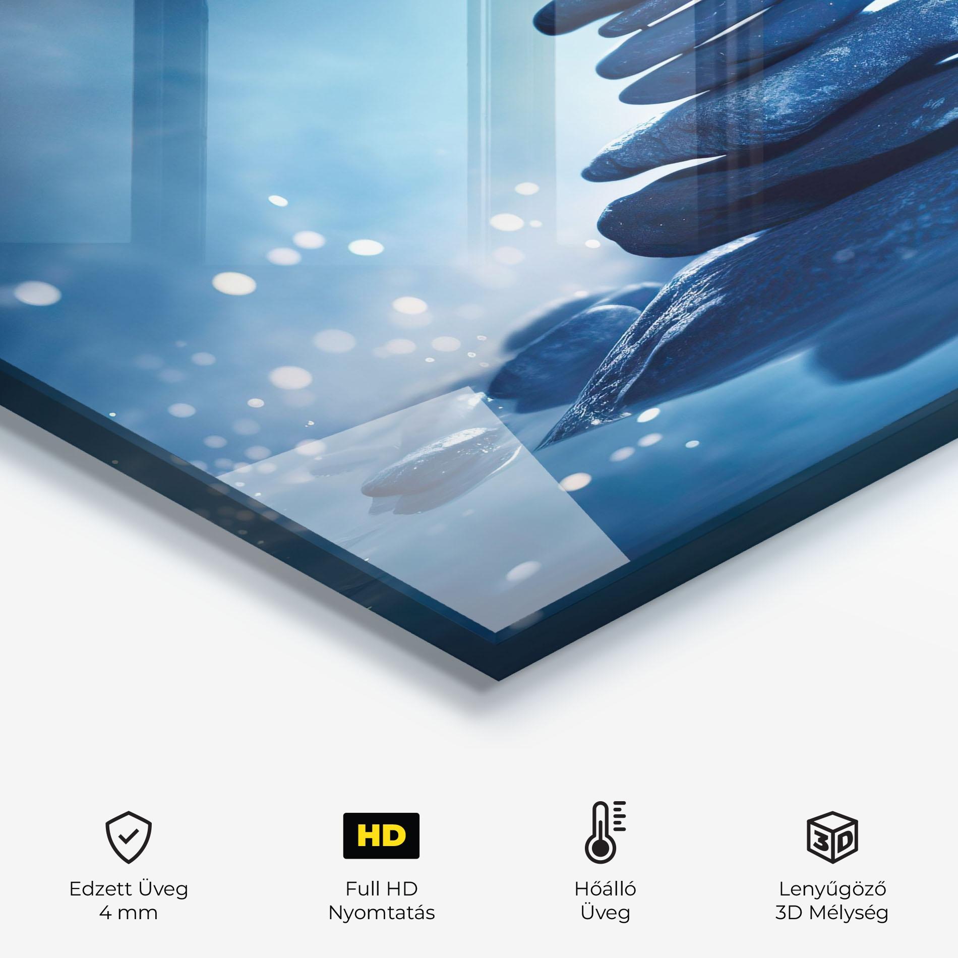 Konyhai üveg hátfal Blue Light Stone mockup 2