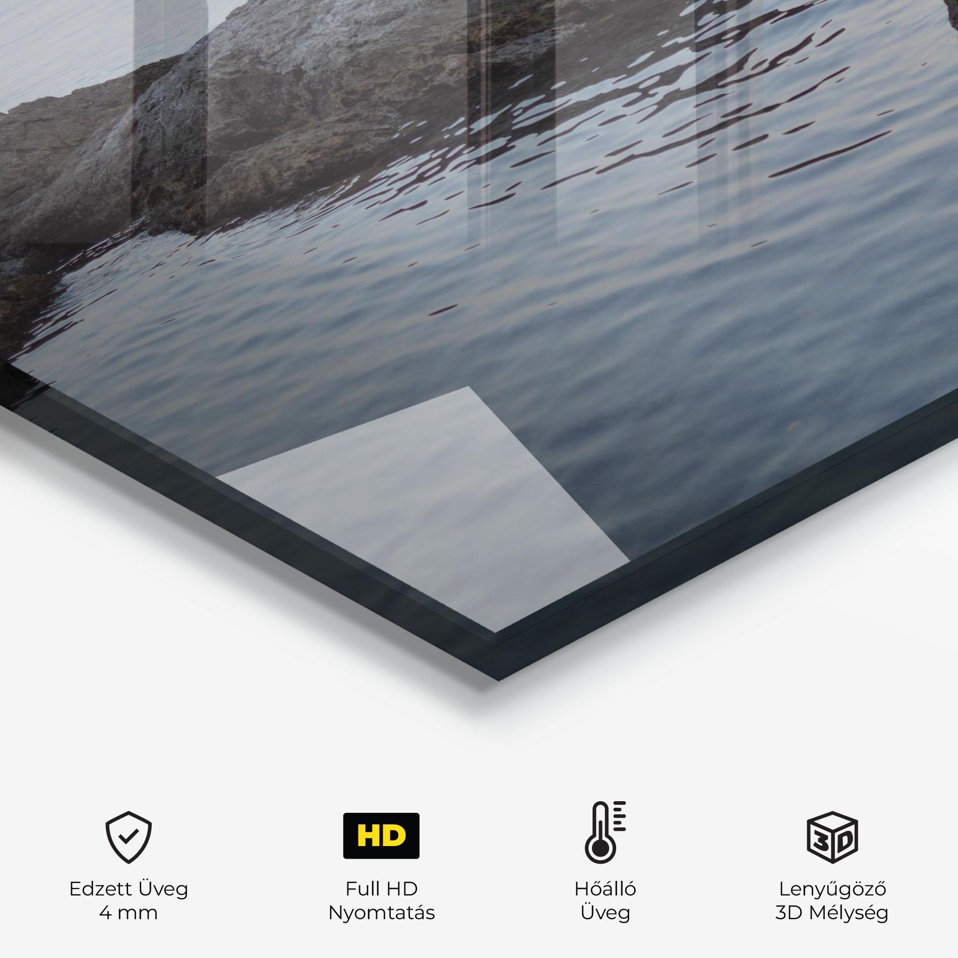 Konyhai üveg hátfal Calm Water Stones mockup 2