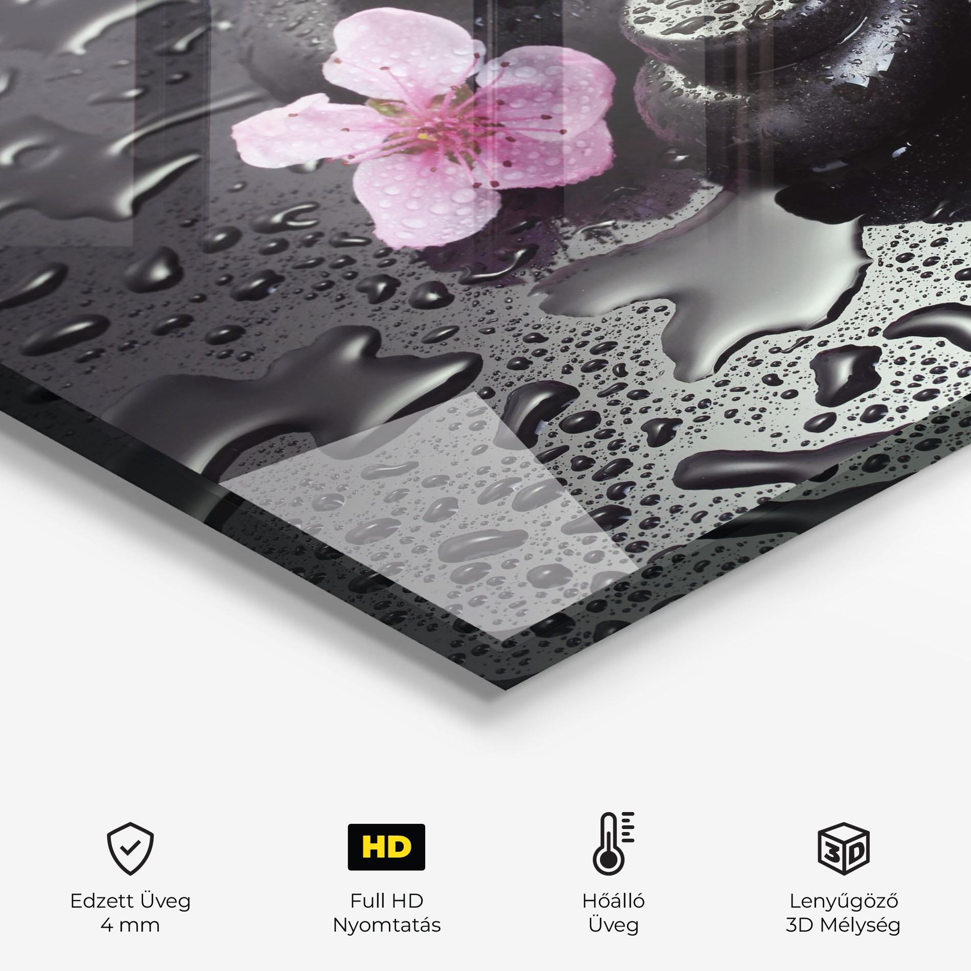 Konyhai üveg hátfal Pretty Flower Stones mockup 2