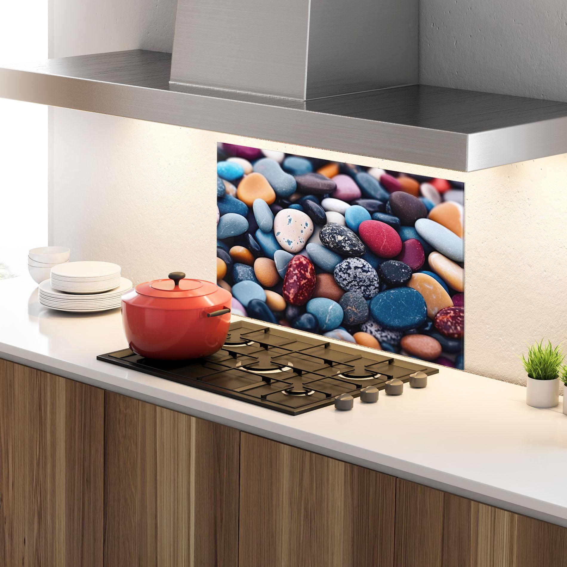 Konyhai üveg hátfal Small Sea Stone mockup 4