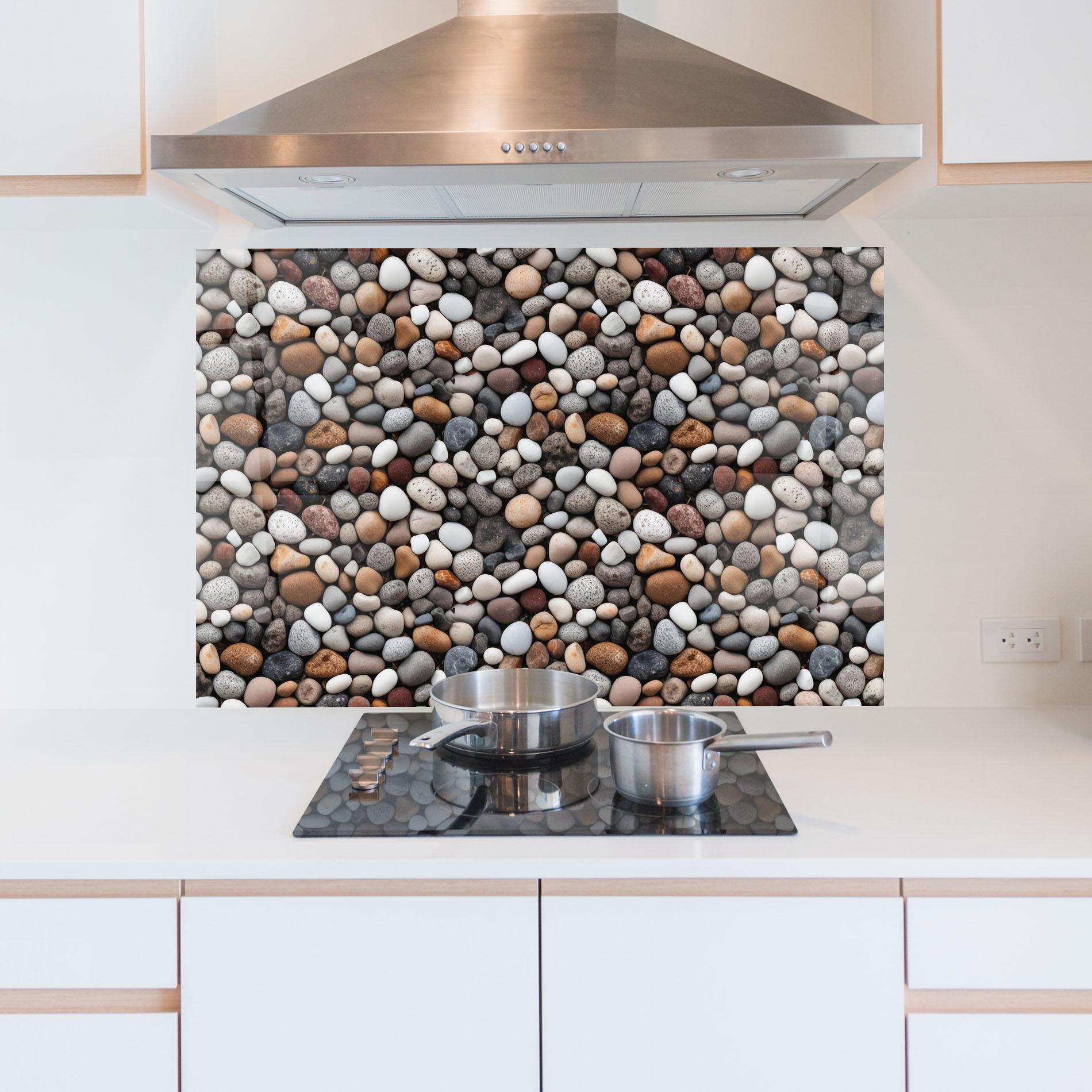 Konyhai üveg hátfal Cream White Rocks mockup 5