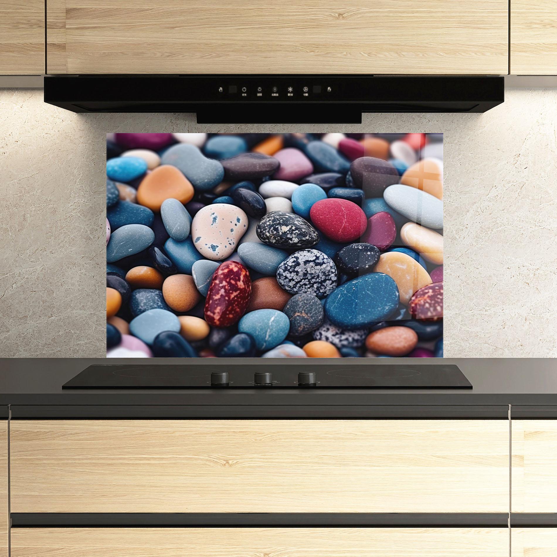 Konyhai üveg hátfal Small Sea Stone mockup 3