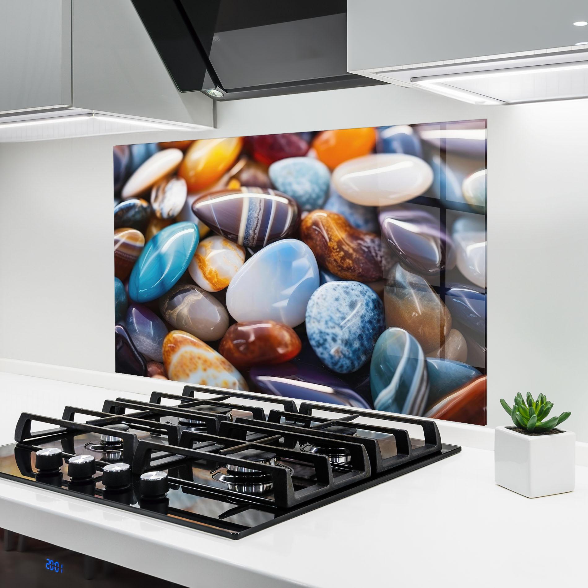 Konyhai üveg hátfal Beach Gemstones mockup 6