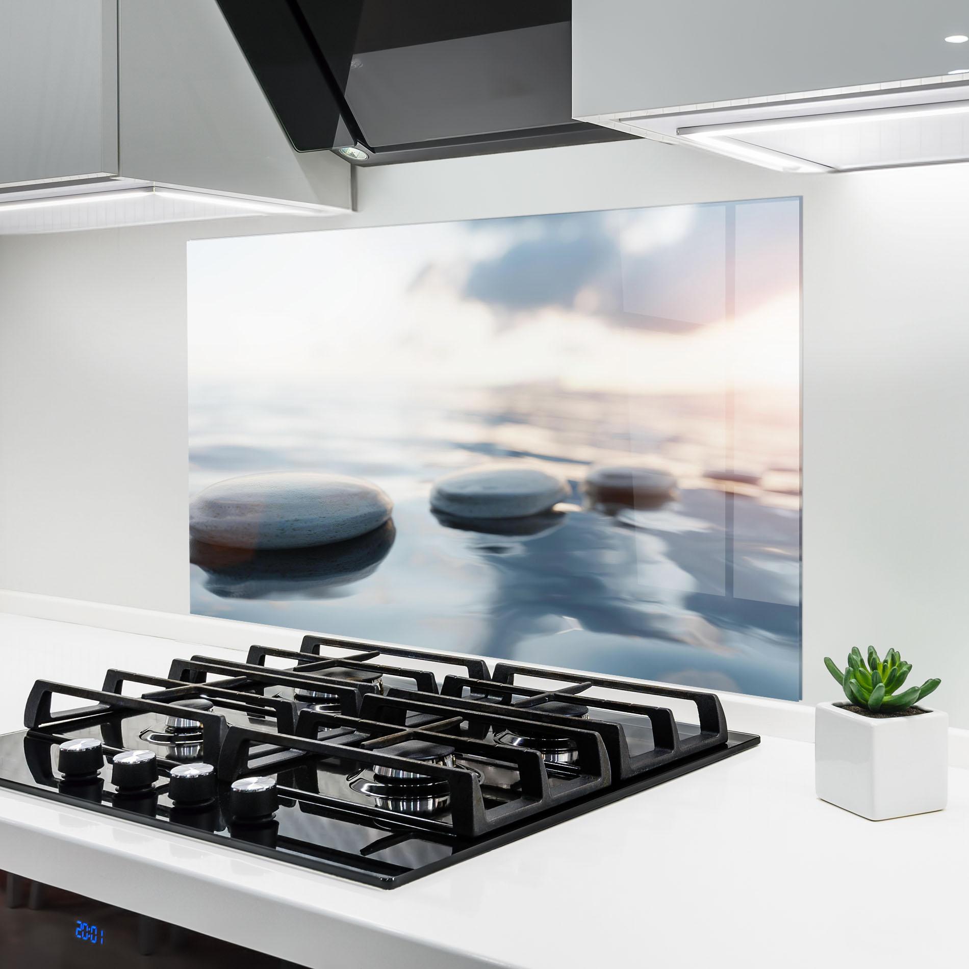 Konyhai üveg hátfal Calm Water Stone mockup 6