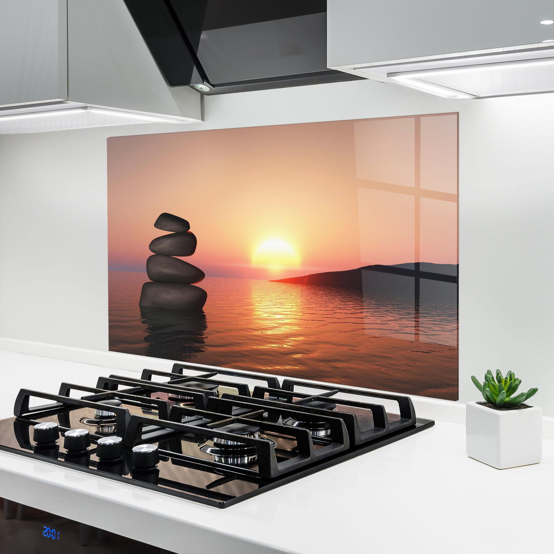 Konyhai üveg hátfal Peace And Sunset mockup 6